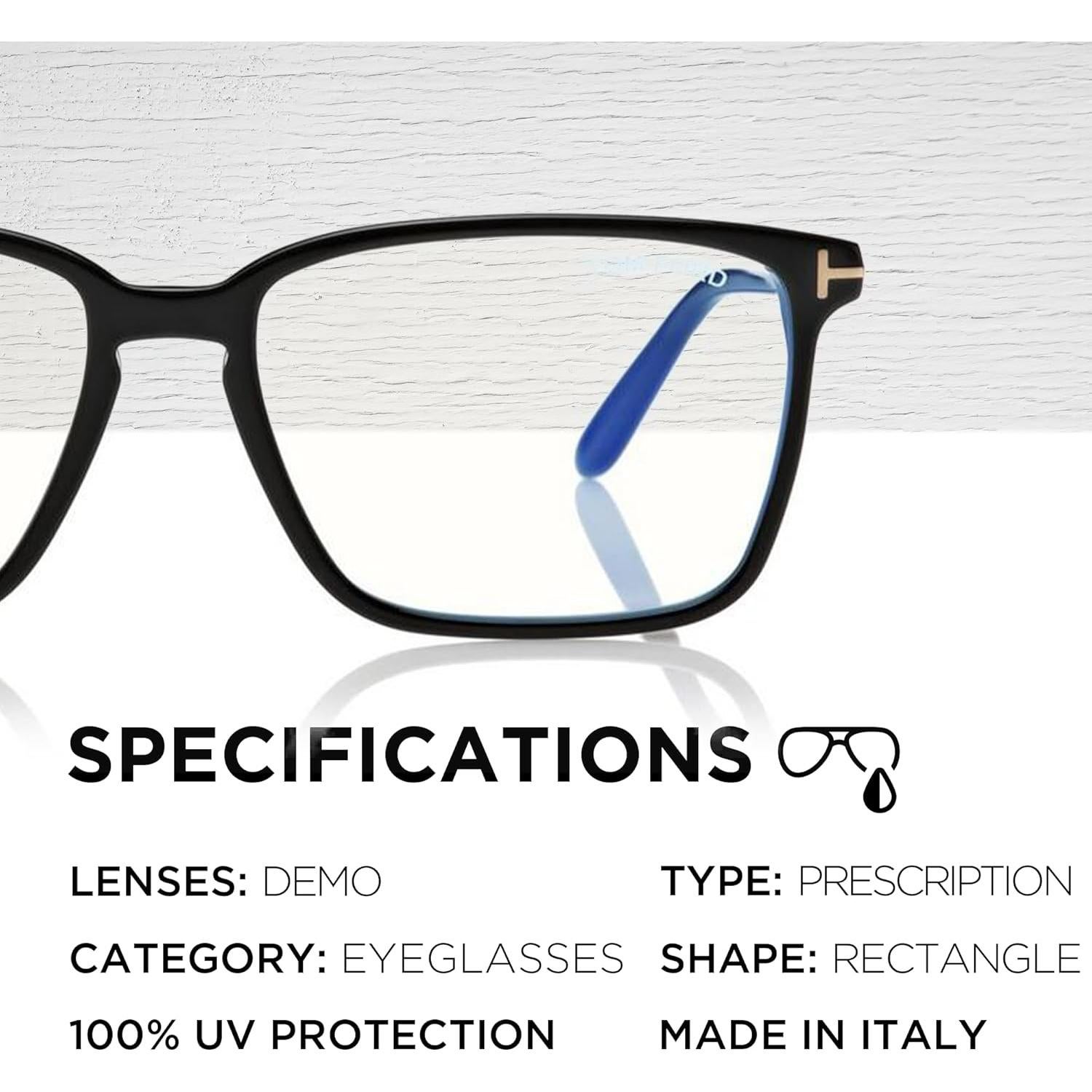 Marco de Gafas Tom Ford FT5696-B Negro Brillante + Kit de Limpieza