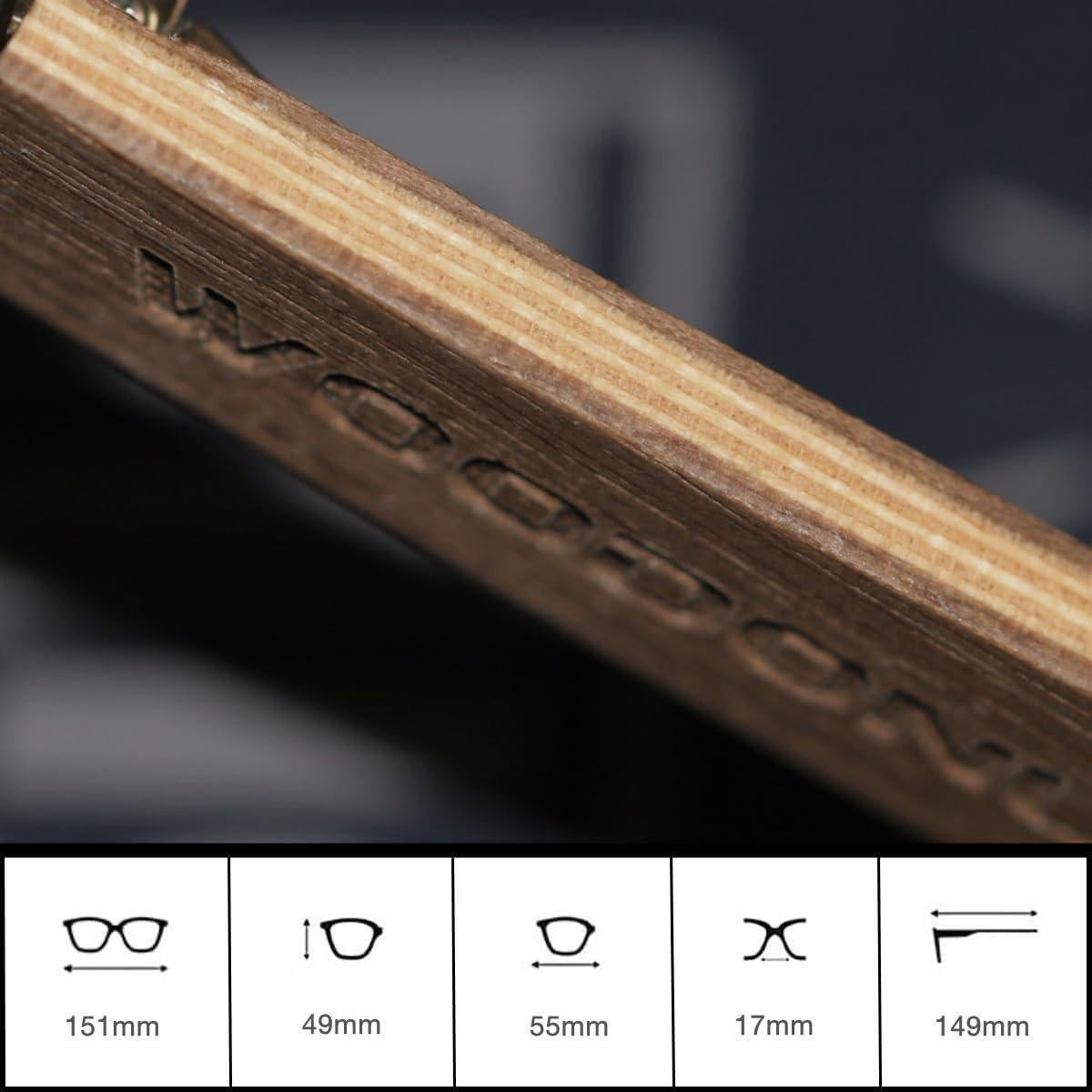 Gafas de sol polarizadas de madera WOODONLY unisex 55x49mm