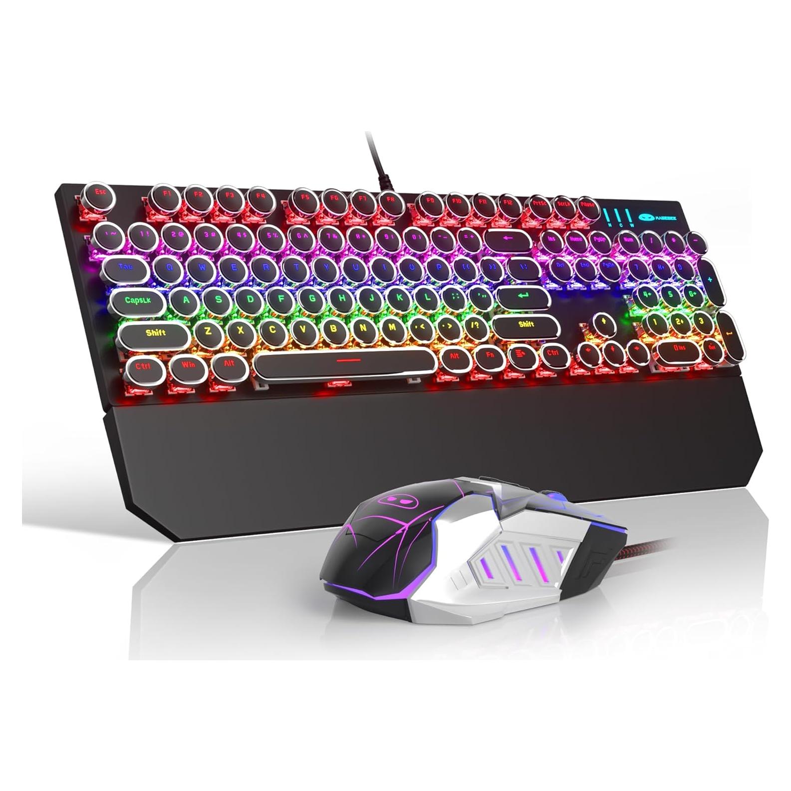 Combo Teclado y Ratón Mecánico Retro Camiysn Negro