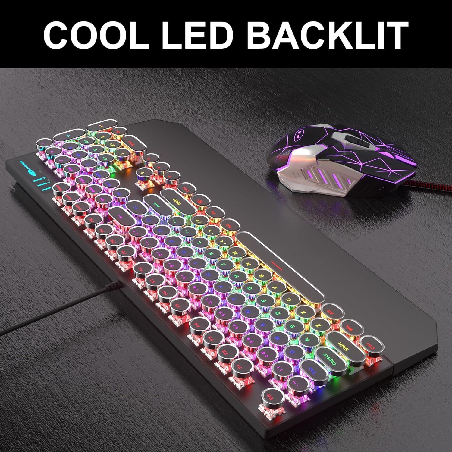 Combo Teclado y Ratón Mecánico Retro Camiysn Negro