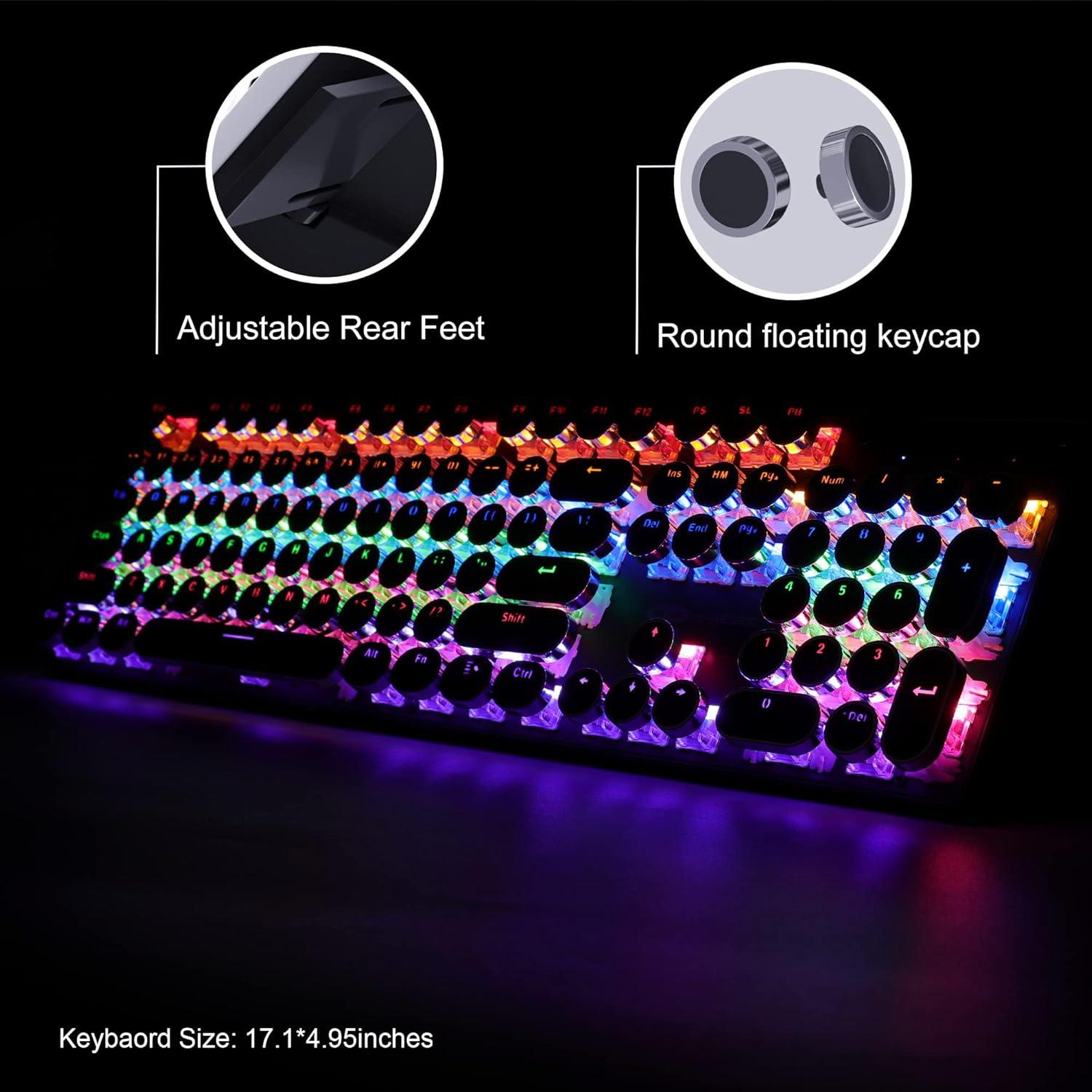 Combo Teclado y Ratón Mecánico Retro Camiysn Negro