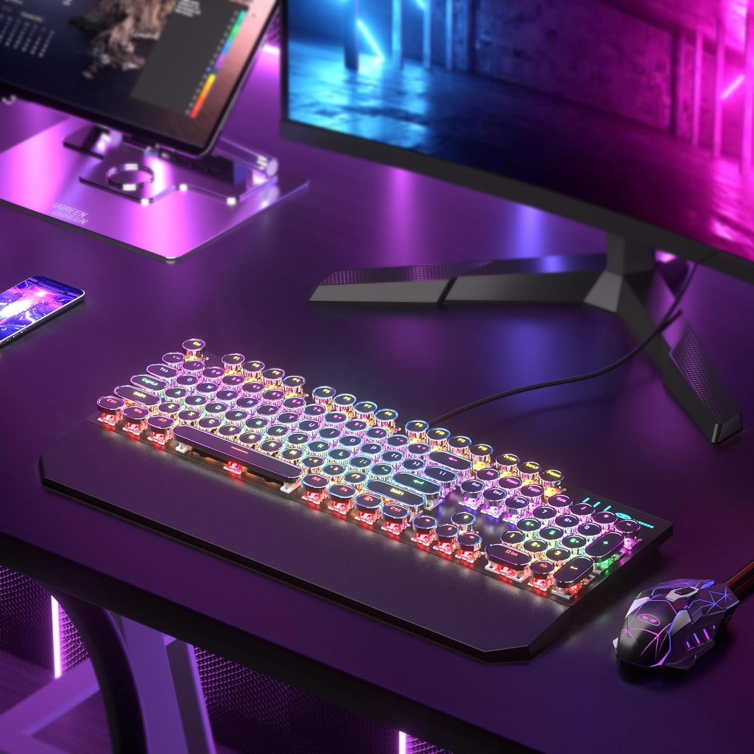 Combo Teclado y Ratón Mecánico Retro Camiysn Negro