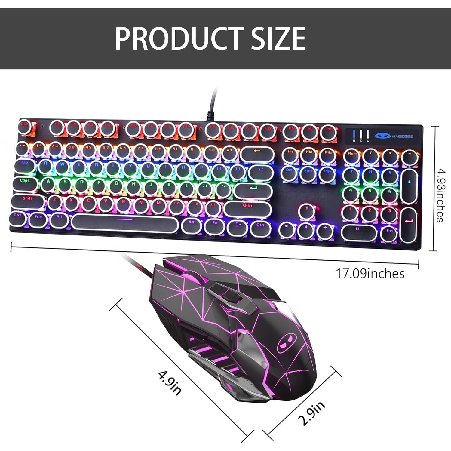 Combo Teclado y Ratón Mecánico Retro Camiysn Negro