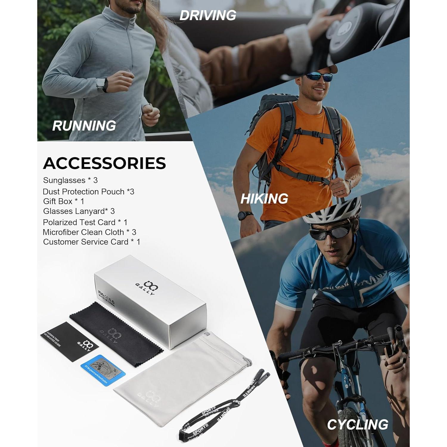 Gafas de sol polarizadas QALLY UV400 para hombres - 3 colores