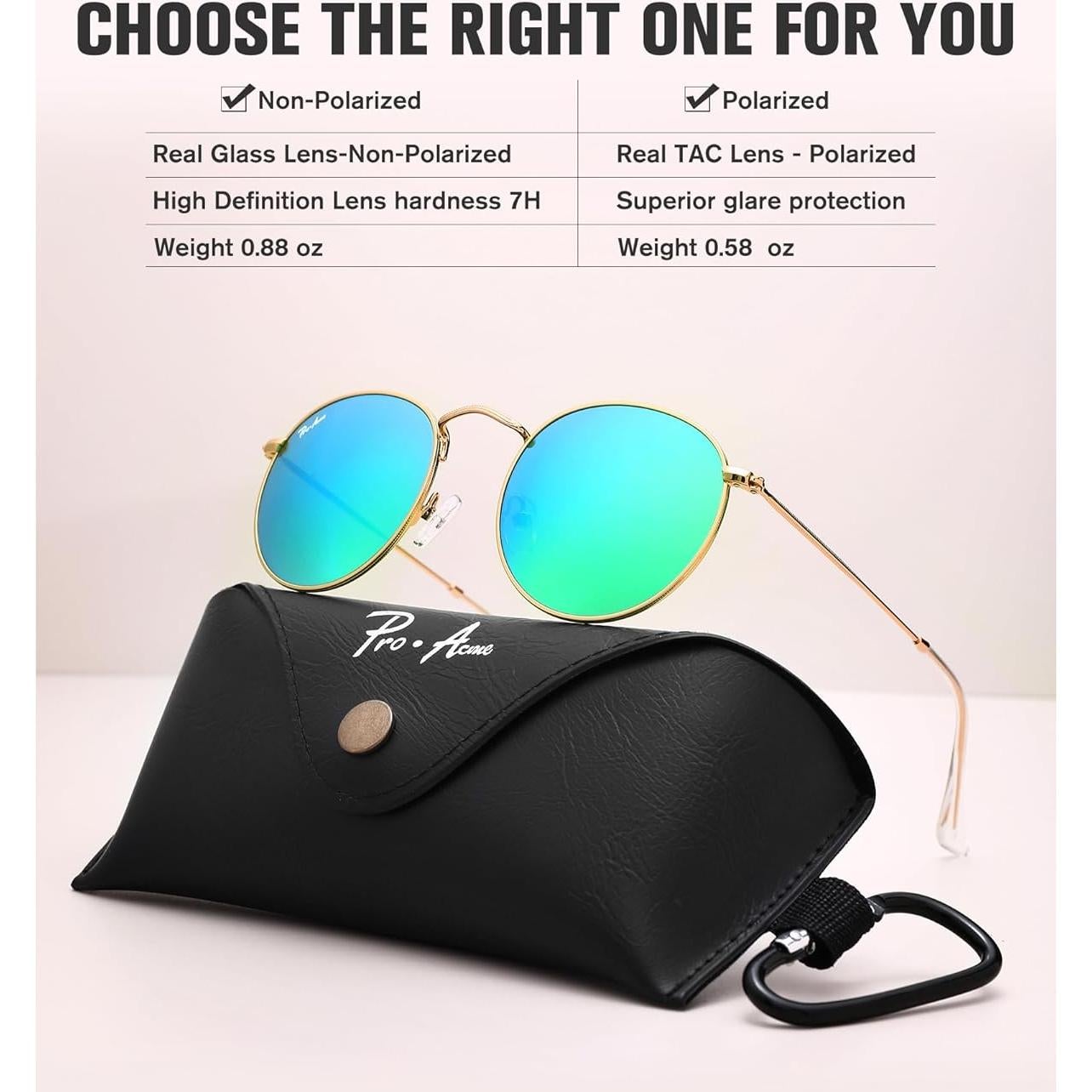 Gafas de Sol Redondas Pro Acme Metal Verde Espejado 50mm