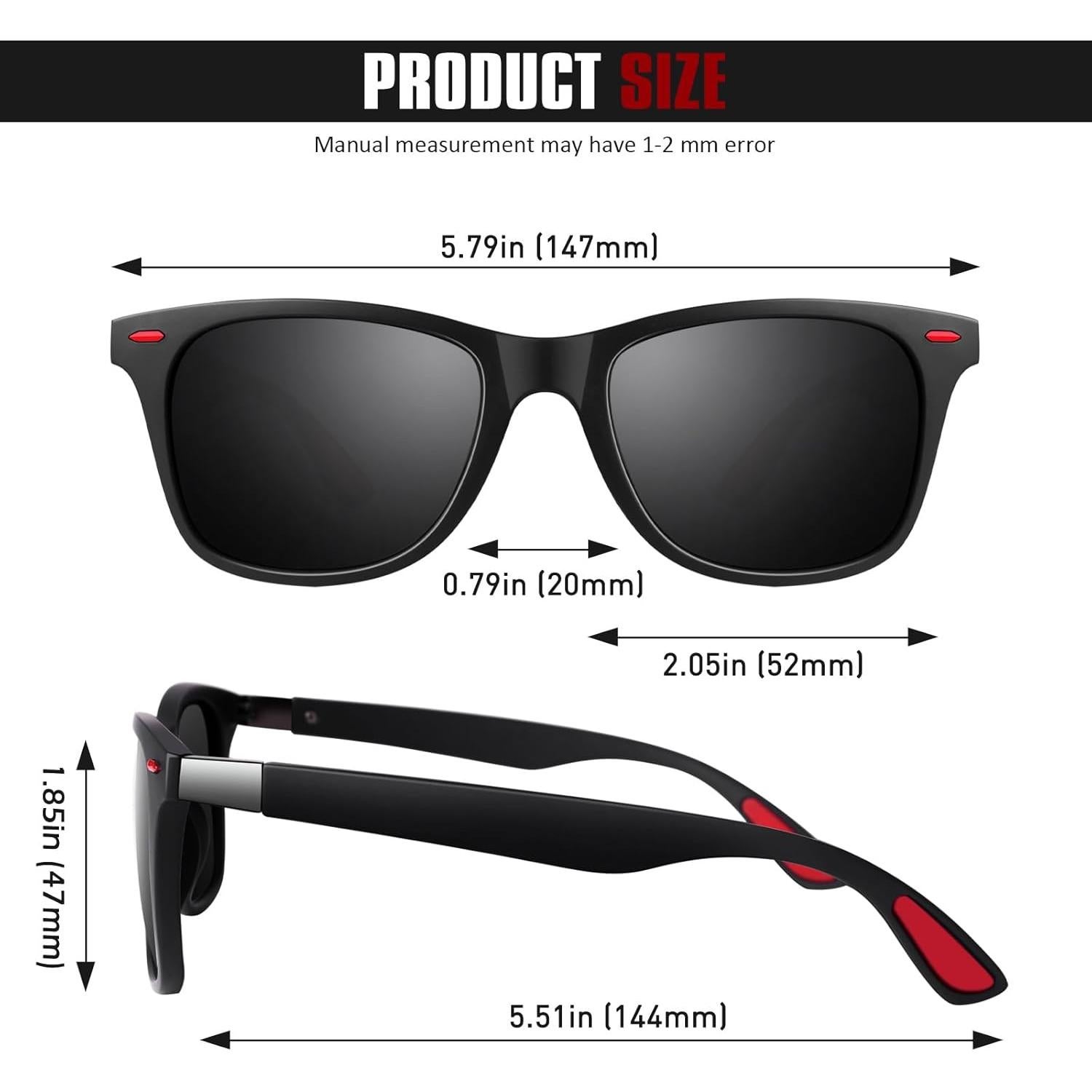 Gafas de Sol Polarizadas GQUEEN UV400 Marco TR90 Negro