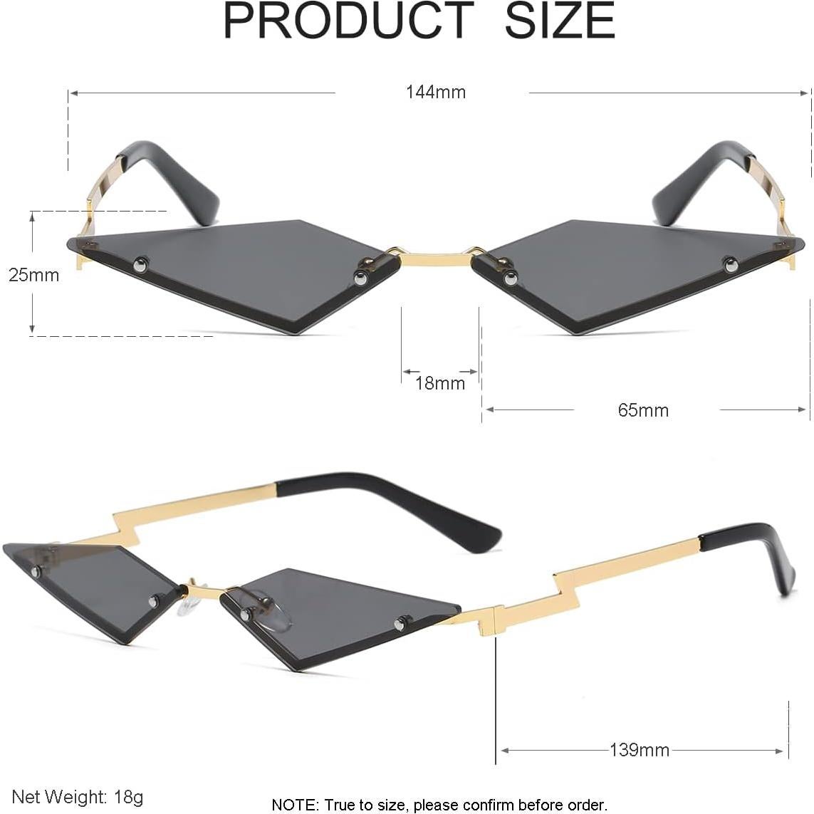 Gafas de sol sin montura JOVAKIT gris, lentes UV400, diseño poligonal