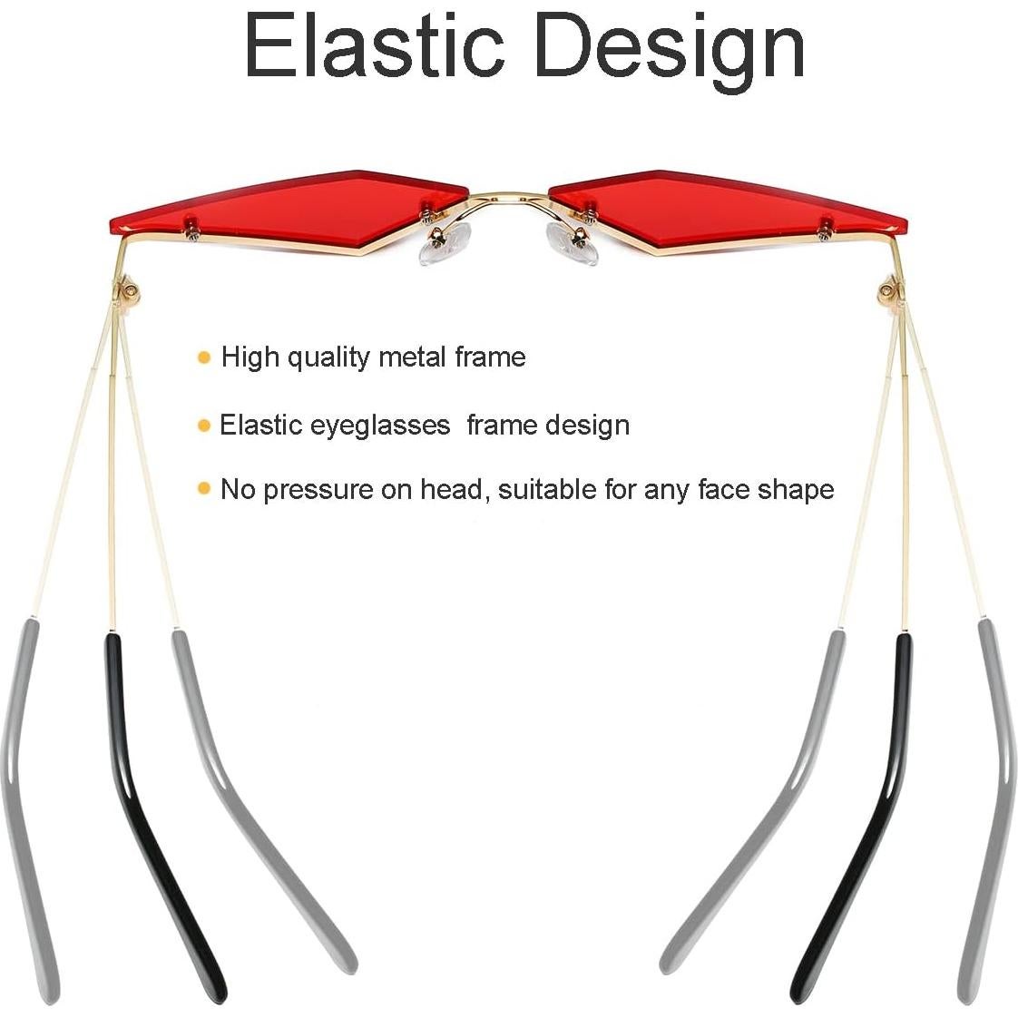 Gafas de sol sin montura JOVAKIT gris, lentes UV400, diseño poligonal