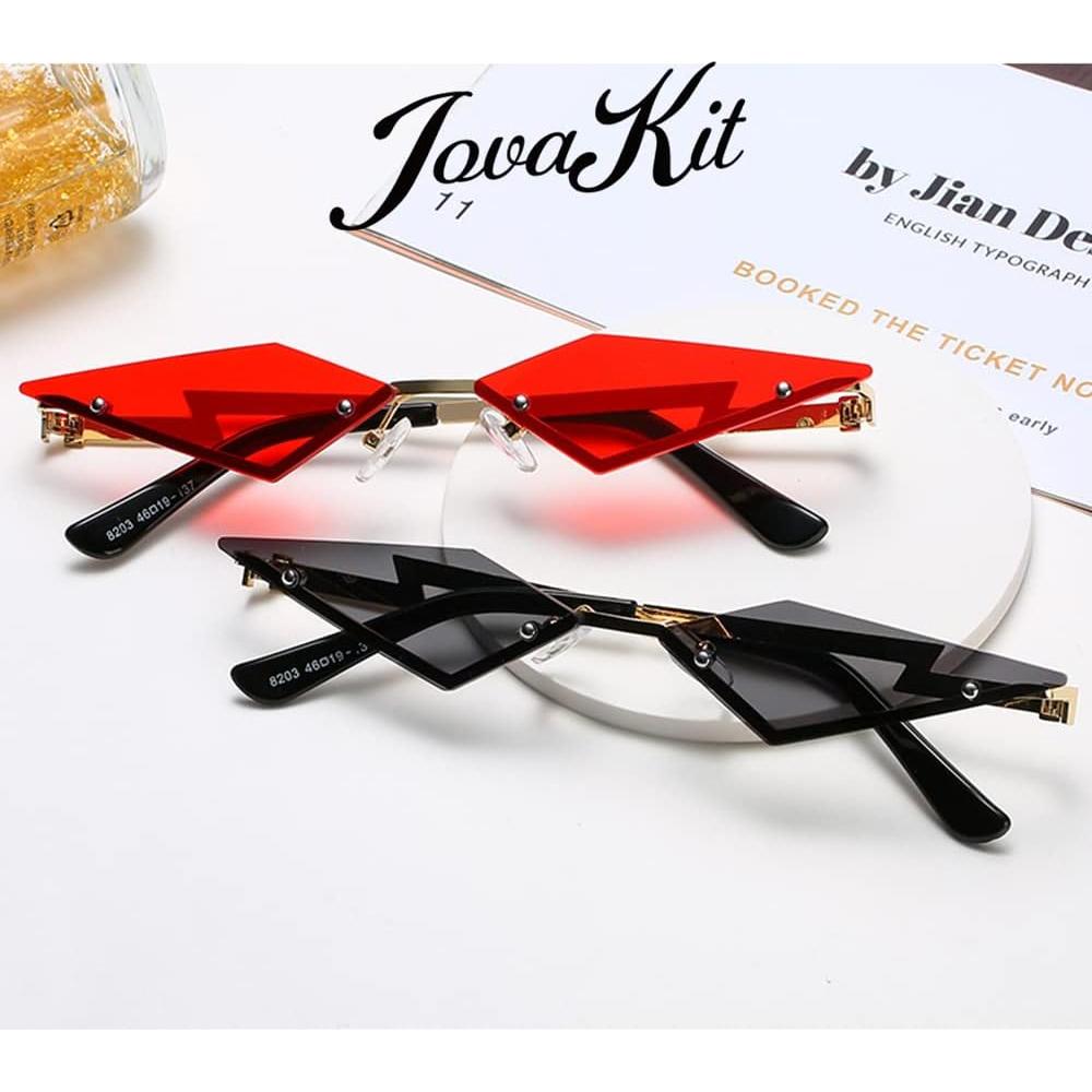 Gafas de sol sin montura JOVAKIT gris, lentes UV400, diseño poligonal