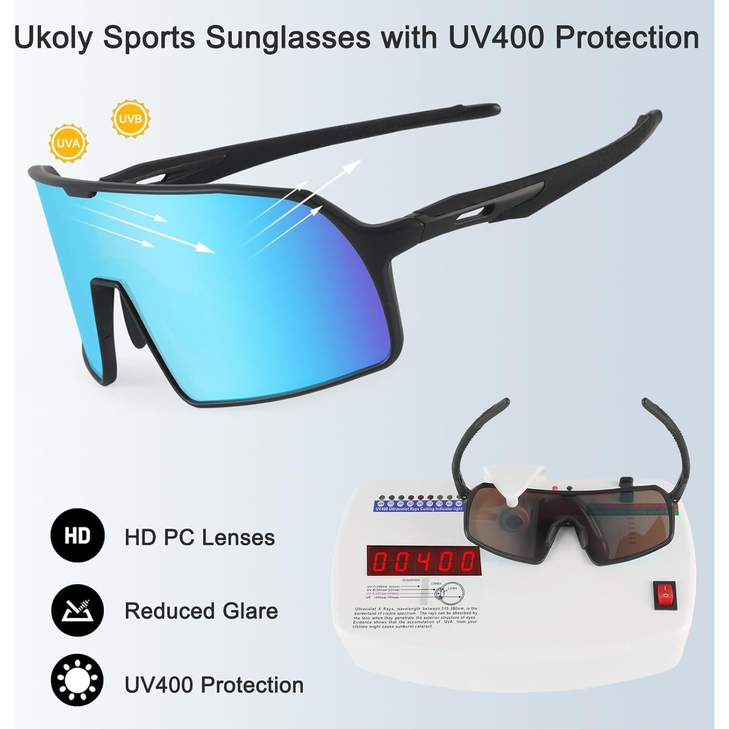 Gafas de sol deportivas Ukoly HD UV400 para hombres y mujeres