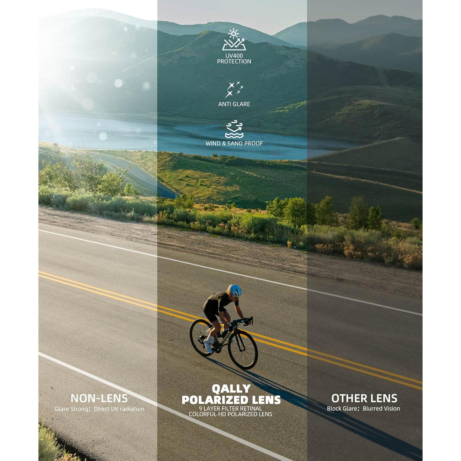 Gafas de sol polarizadas QALLY para hombres UV400 - Negro