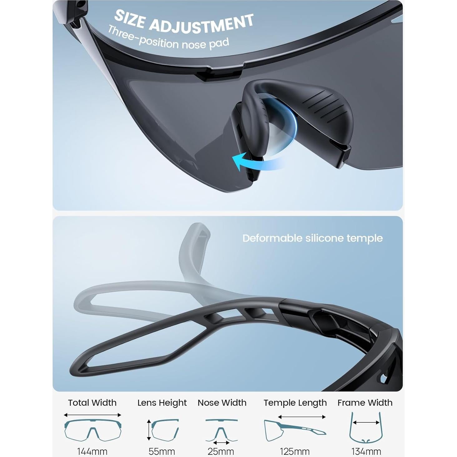 Gafas de sol deportivas Lamicall Bcpe02-bk UV400 para ciclismo