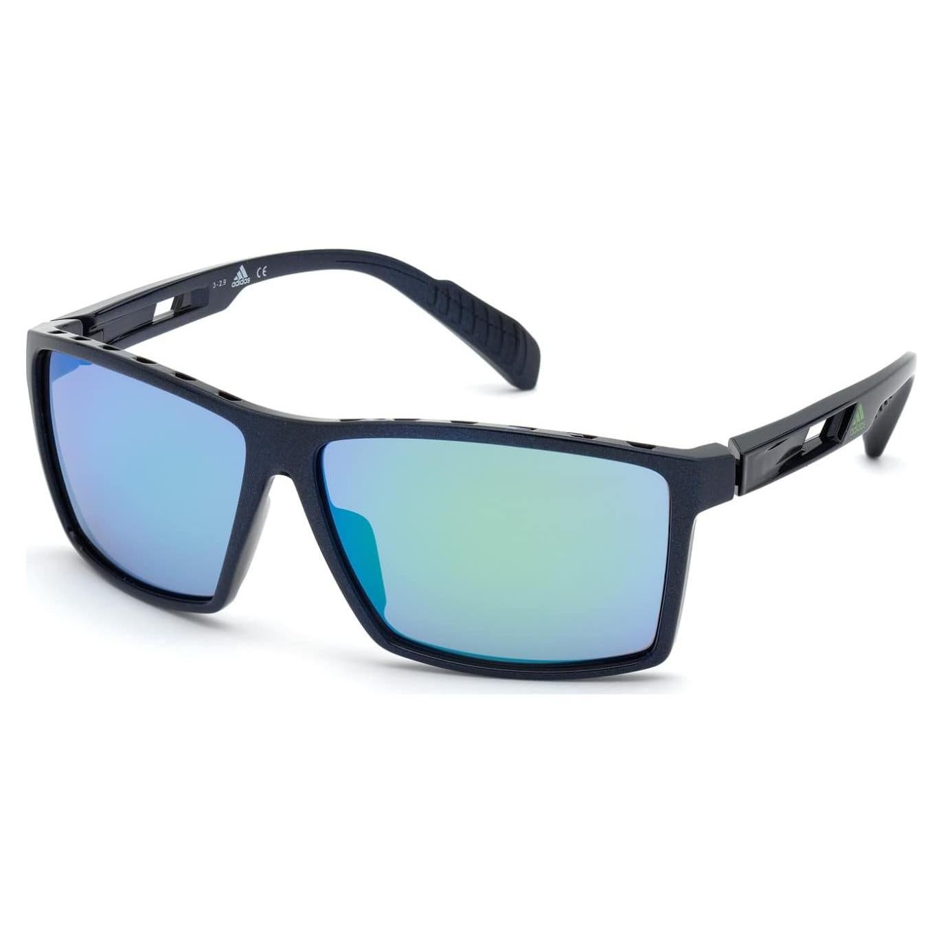 Gafas de sol rectangulares Adidas SP0010 para hombres - Lentes espejo verdes
