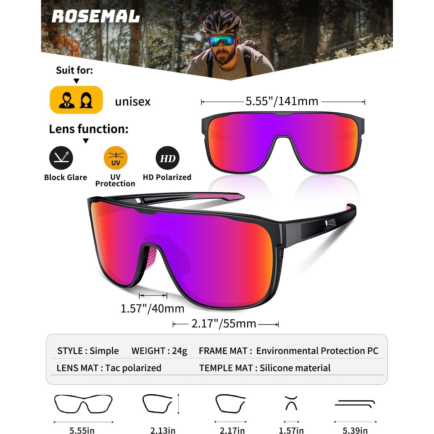 Gafas de sol deportivas polarizadas Rosemal UV400 para ciclismo