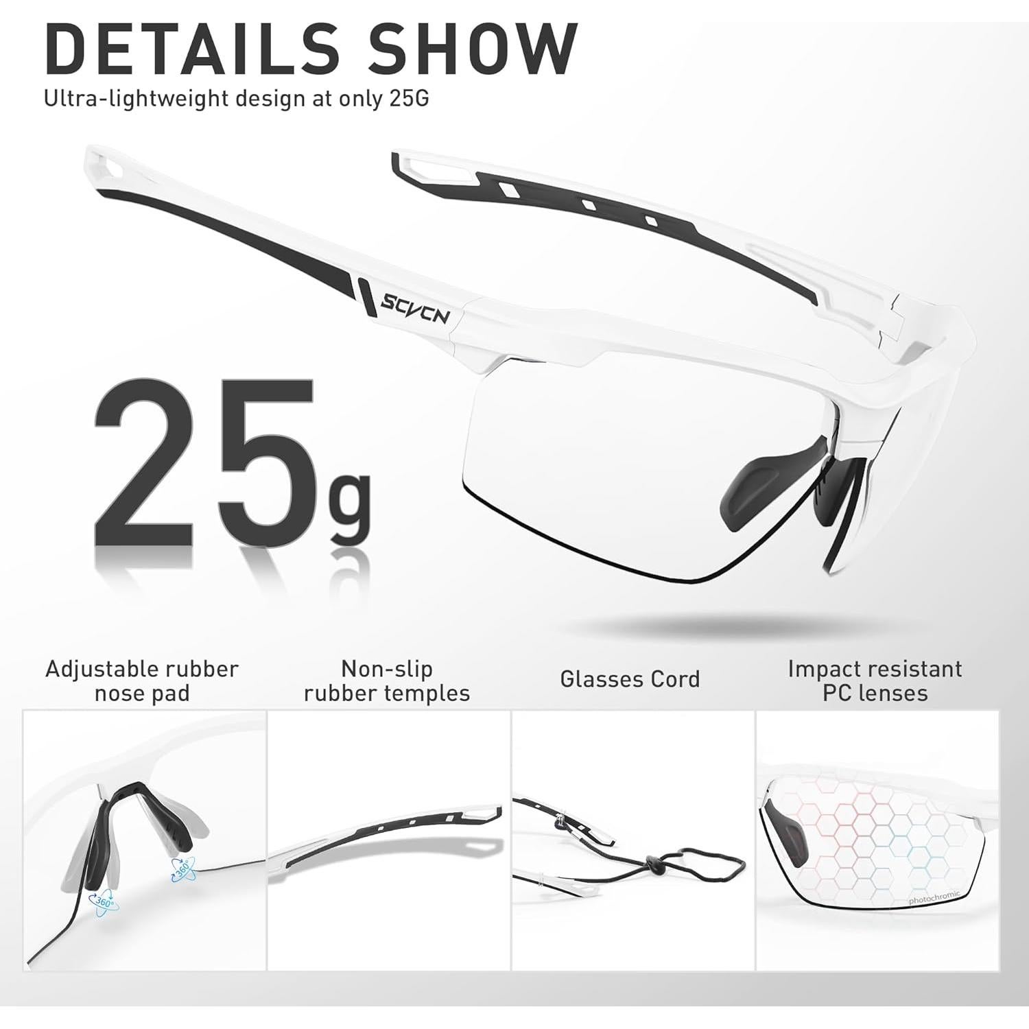 Gafas de sol fotocromáticas SCVCN UV400 para deportes unisex