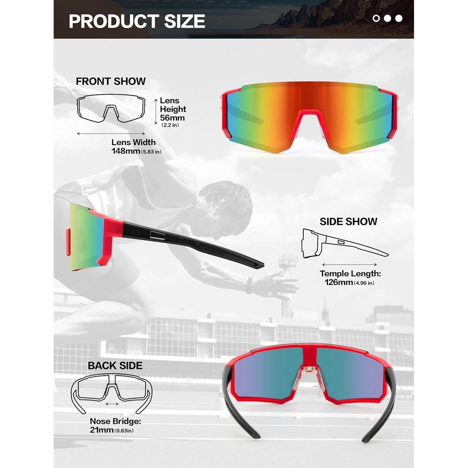 Gafas de Ciclismo Paulburry HD UV400 - Paquete de 3 Unidades