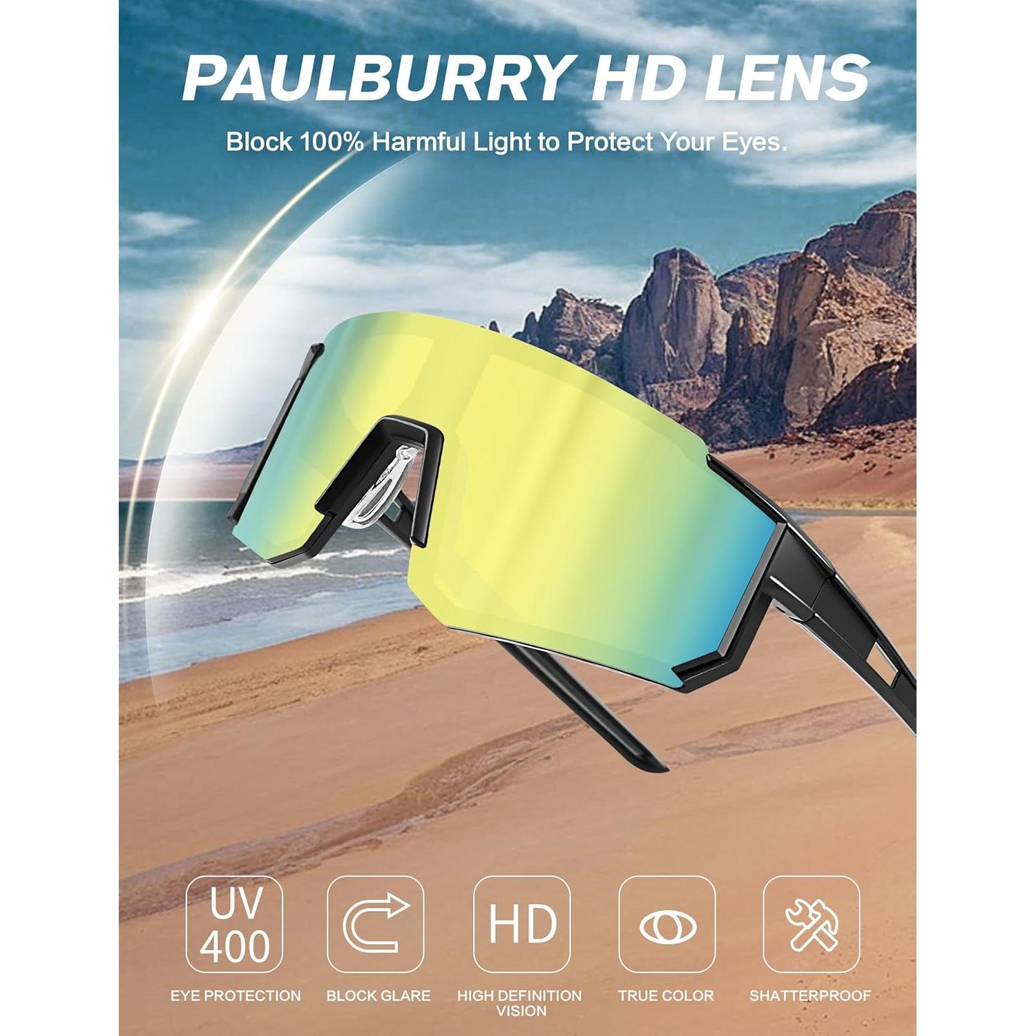 Gafas de Ciclismo Paulburry HD UV400 - Paquete de 3 Unidades
