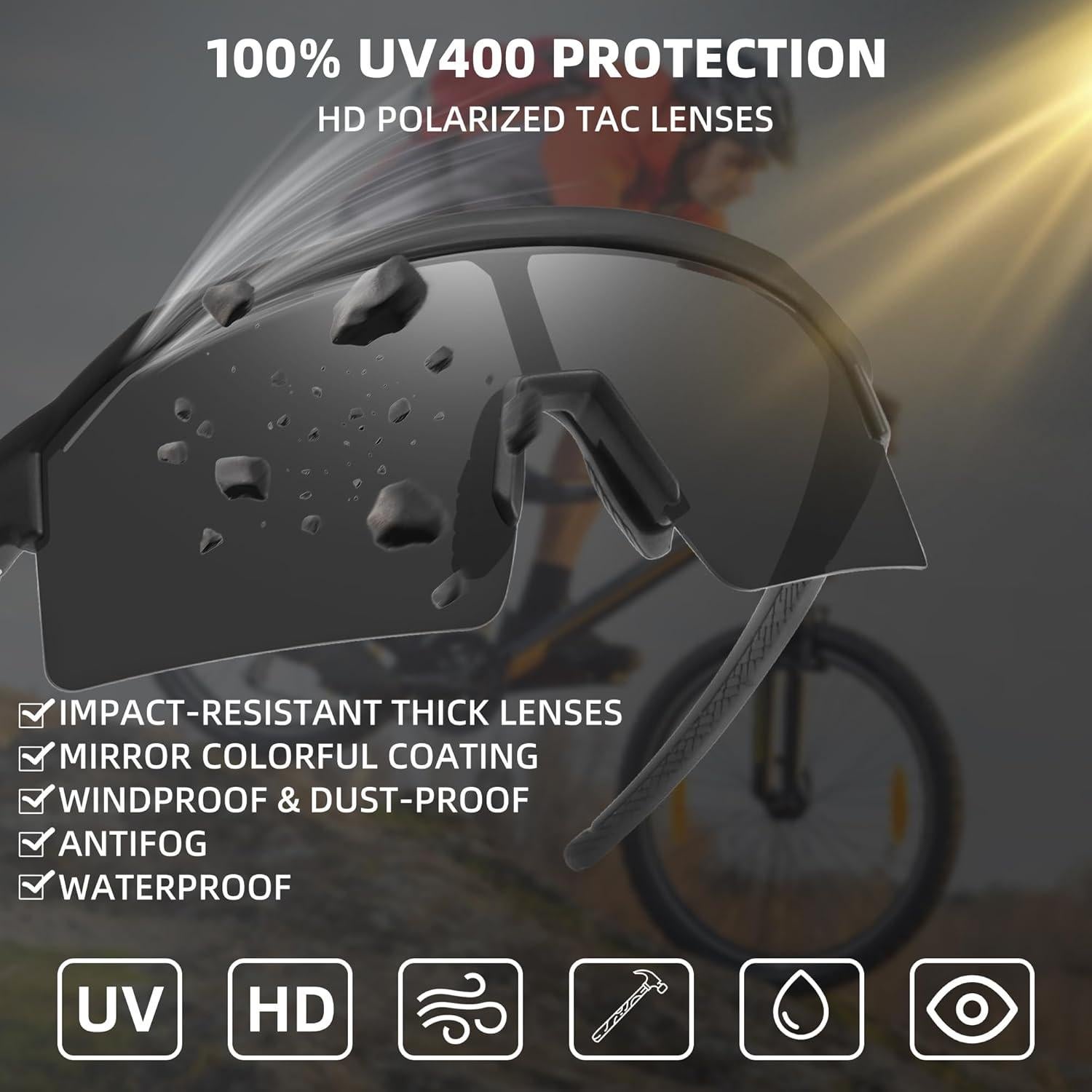 Gafas de sol deportivas polarizadas Sunbowglint UV400 irrompibles