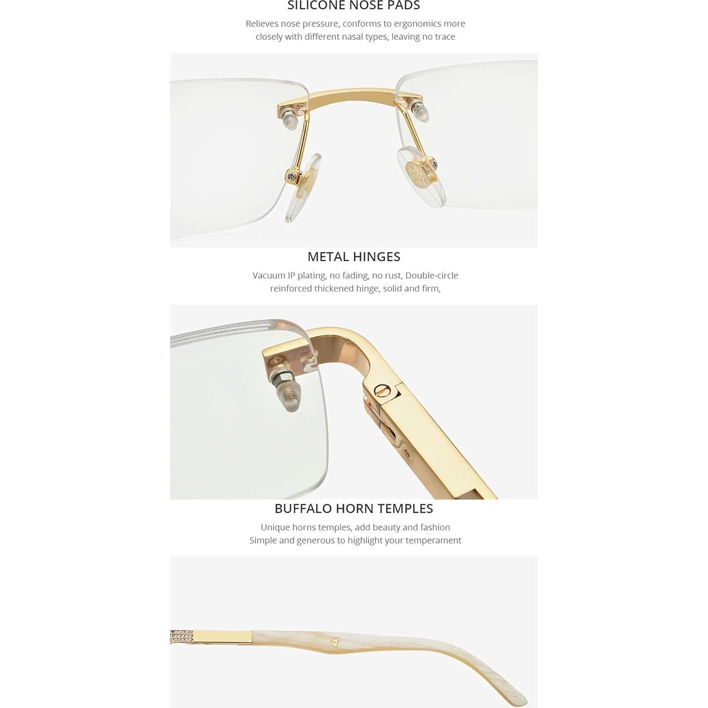 Gafas de Cuerno de Búfalo Hepidem con Lentes de Lujo y Circonio