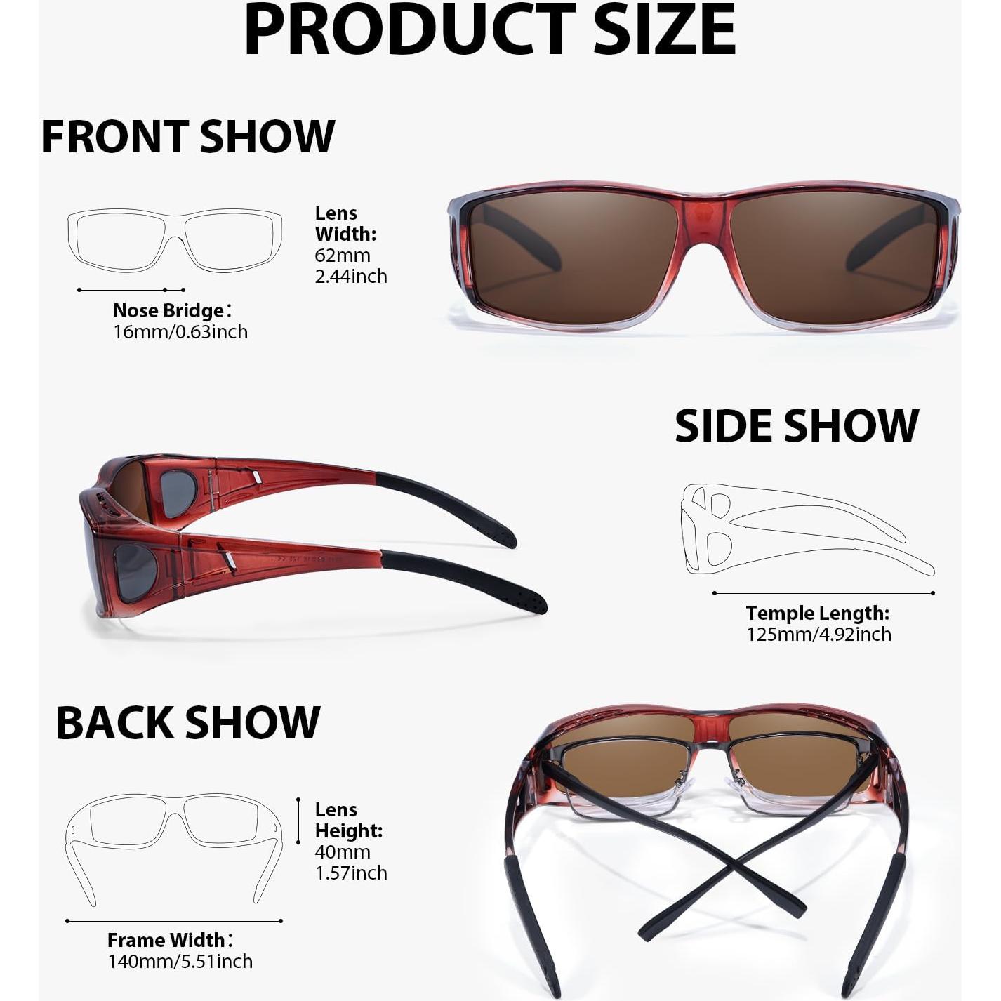 Gafas de sol polarizadas VIEWBETTER Fit Over UV400 Marrón