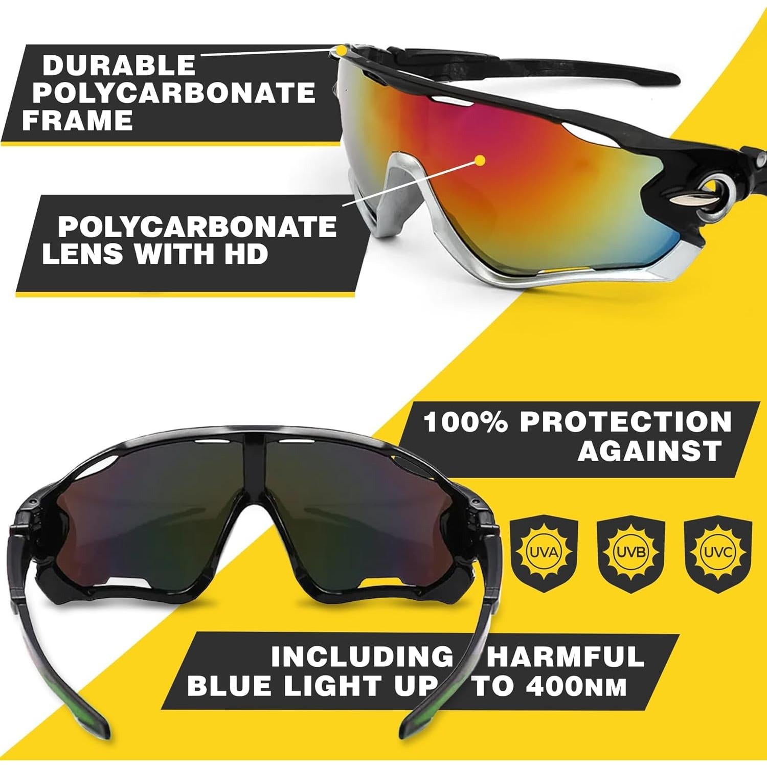 Gafas de Sol Deportivas Ligeras y Resistentes UV para Hombres