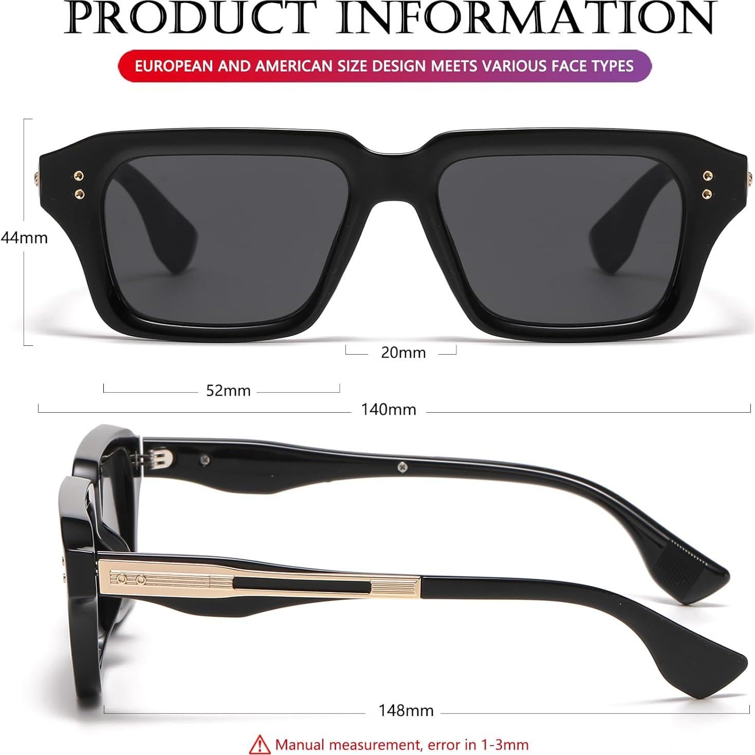 Gafas de Sol Rectangulares AIEYEZO UV400 Moda Retro