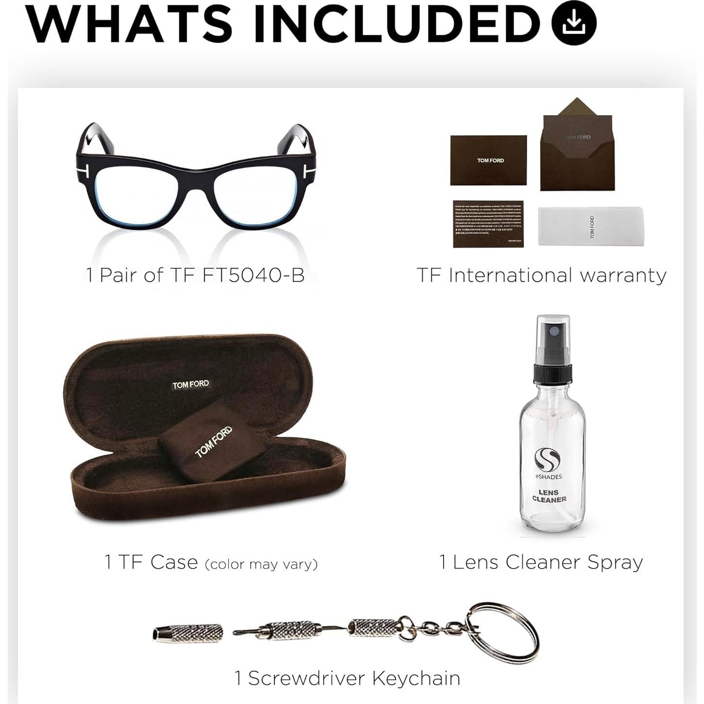 Marco de Gafas Tom Ford FT5040-B Cuadradas + Kit de Limpieza