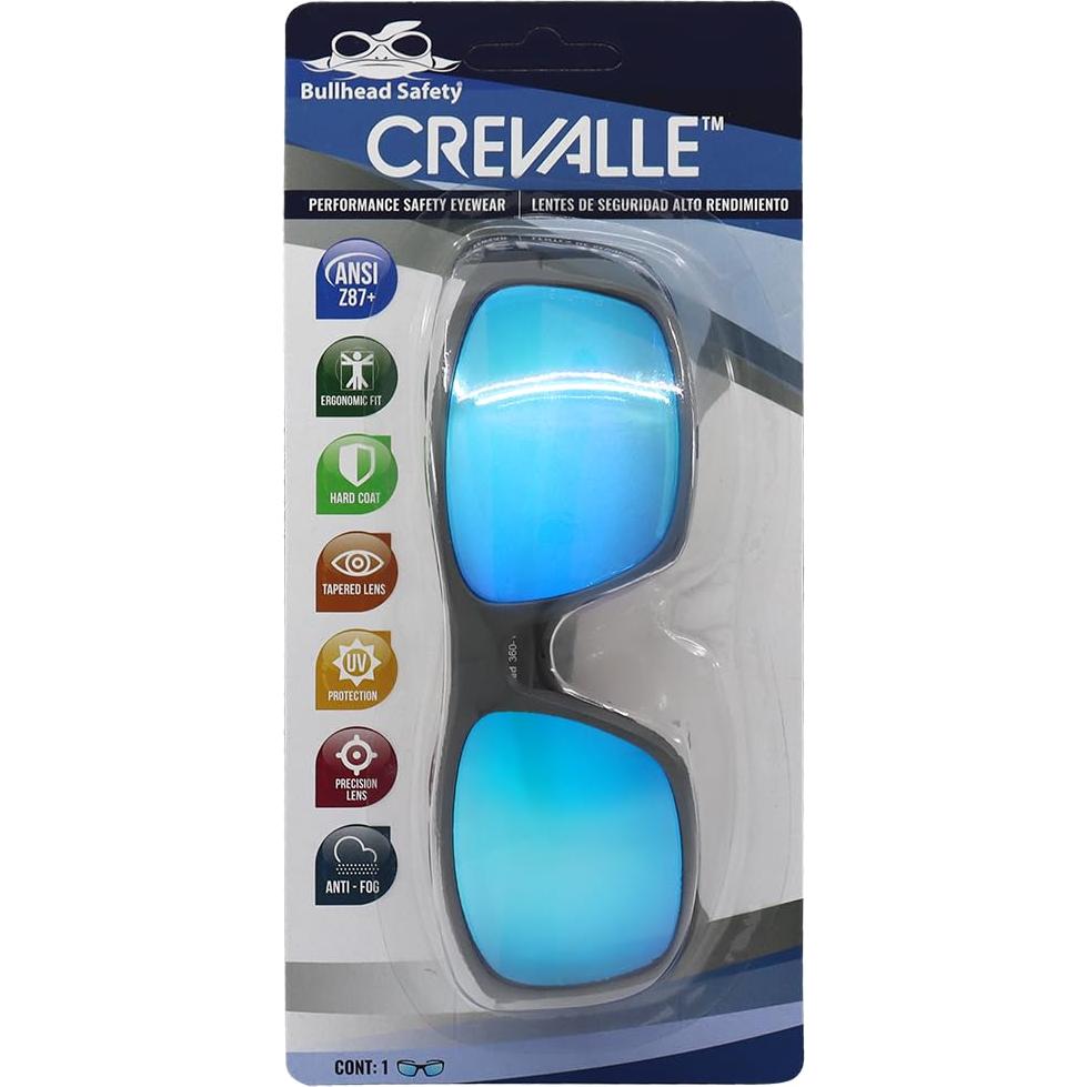 Gafas de Seguridad Bullhead Crevalle Antivaho UV Lentes Espejo Azul
