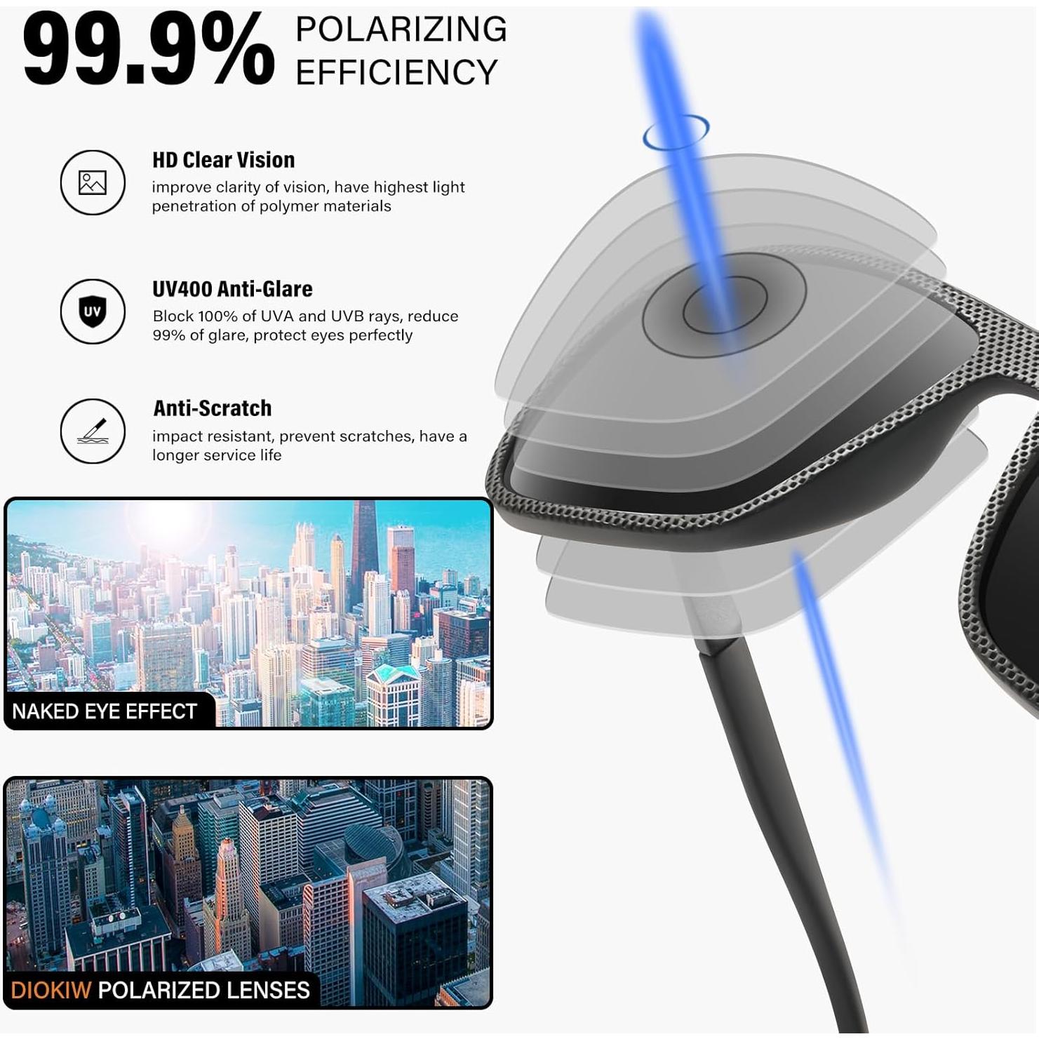 Gafas de sol polarizadas DioKiw UV400 para hombres - 4 colores