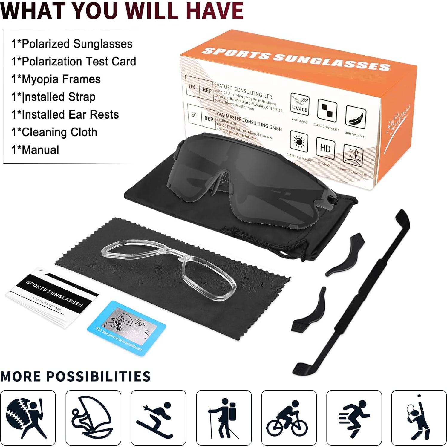 Gafas de sol deportivas polarizadas UV400 para correr y ciclismo