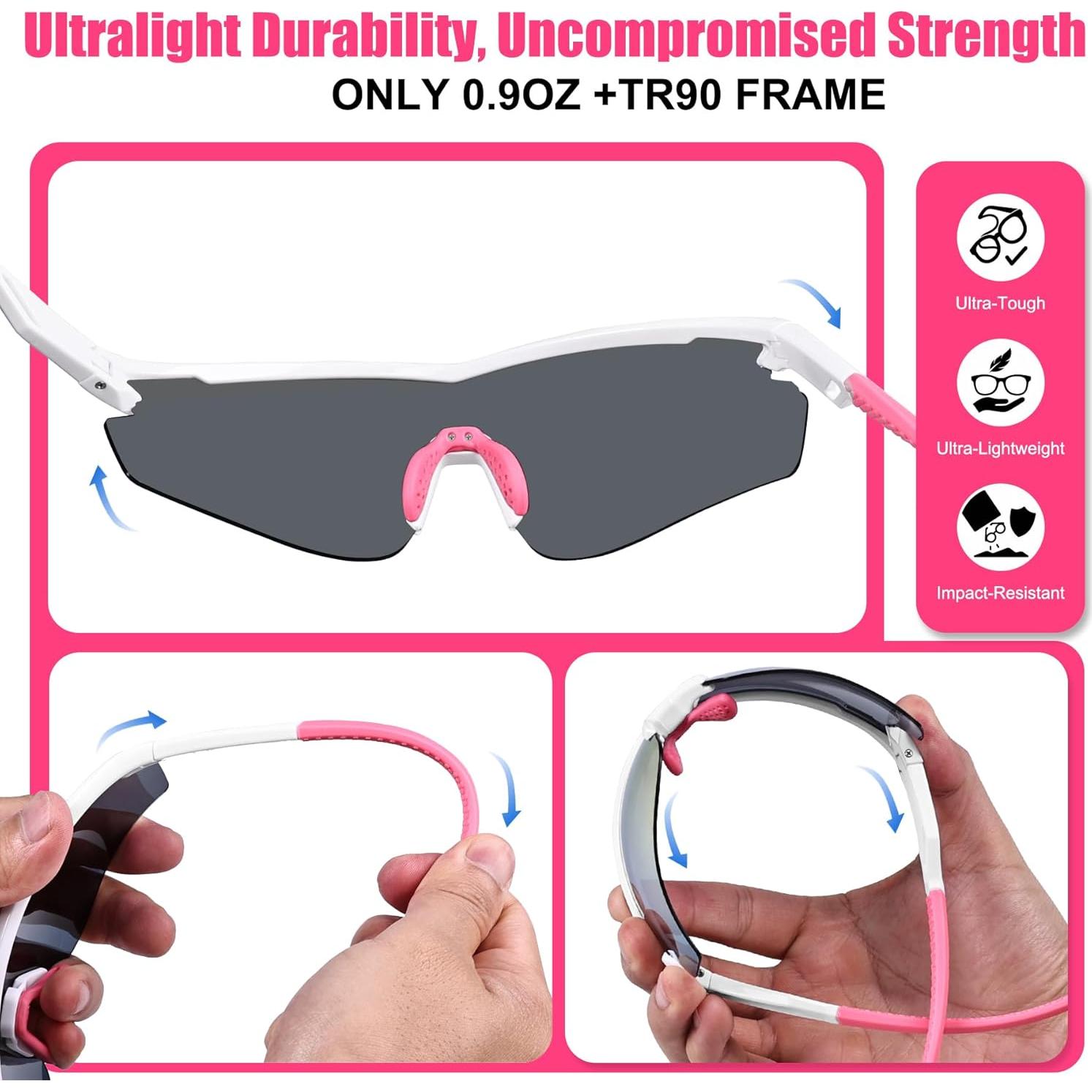 Gafas de sol deportivas polarizadas TR90 unisex - Blanco Rosa