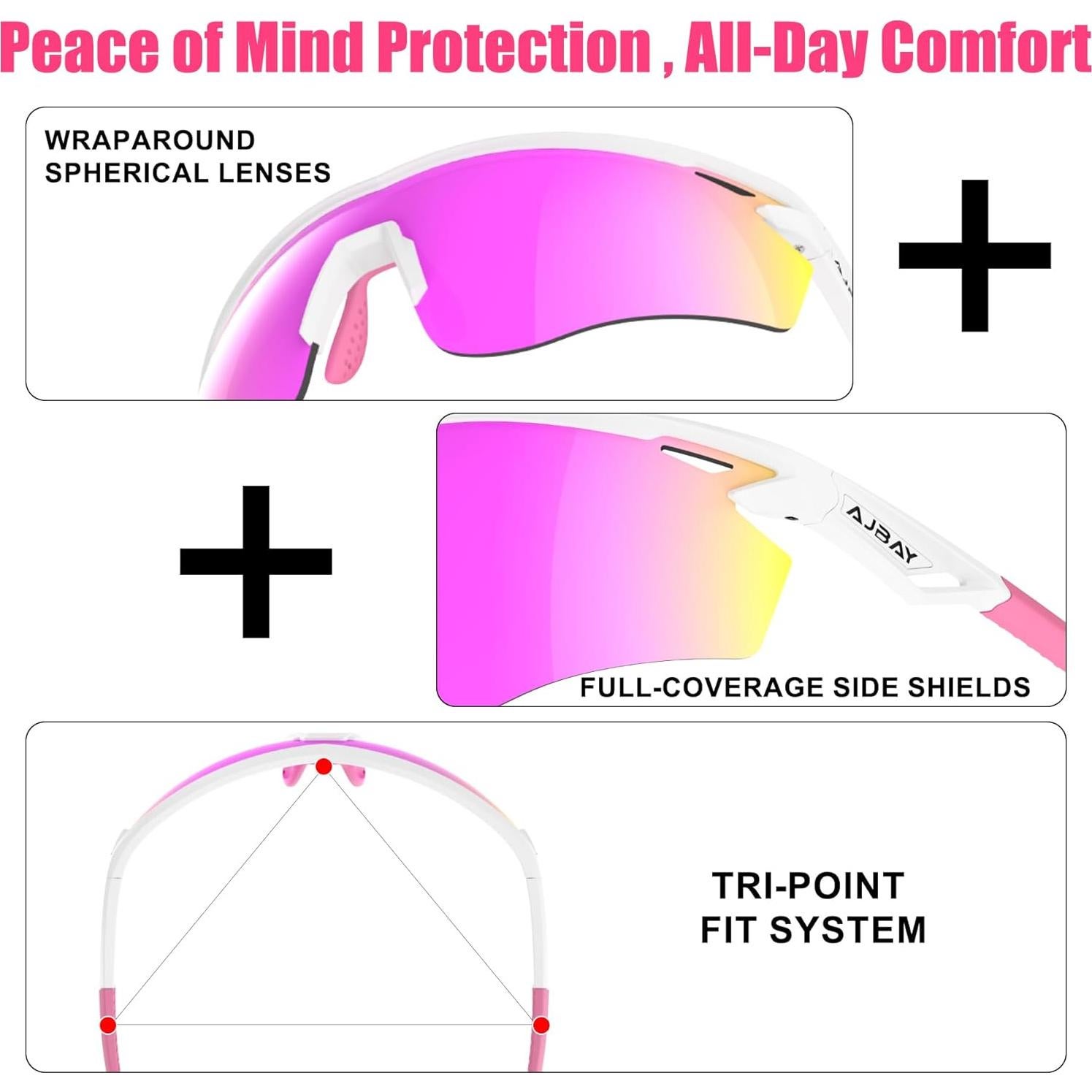 Gafas de sol deportivas polarizadas TR90 unisex - Blanco Rosa