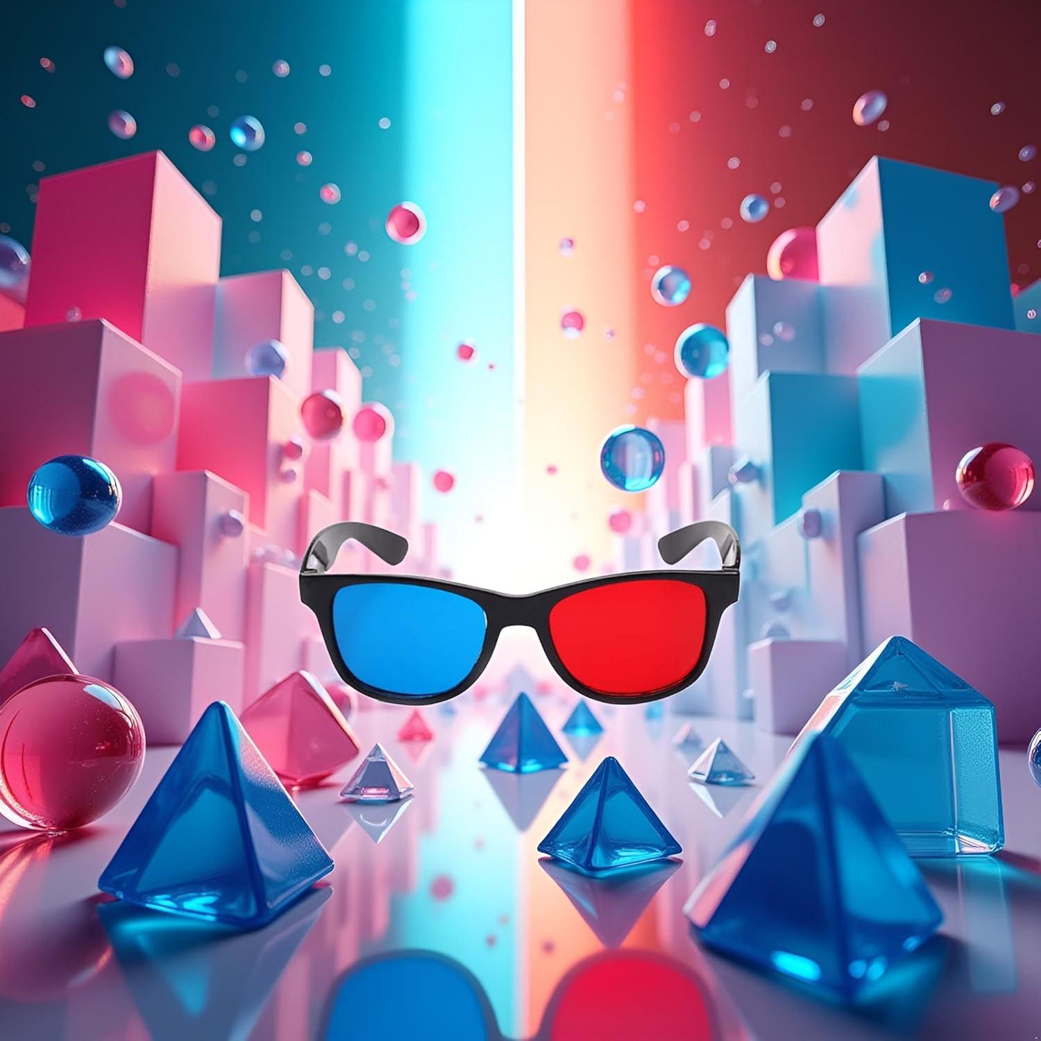 Gafas 3D Universales Junfamilee Rojas y Azules para TV y Juegos