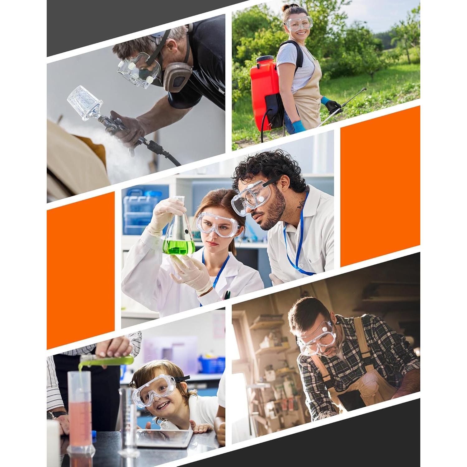 Gafas de seguridad de laboratorio PVC antiempañante ajustables