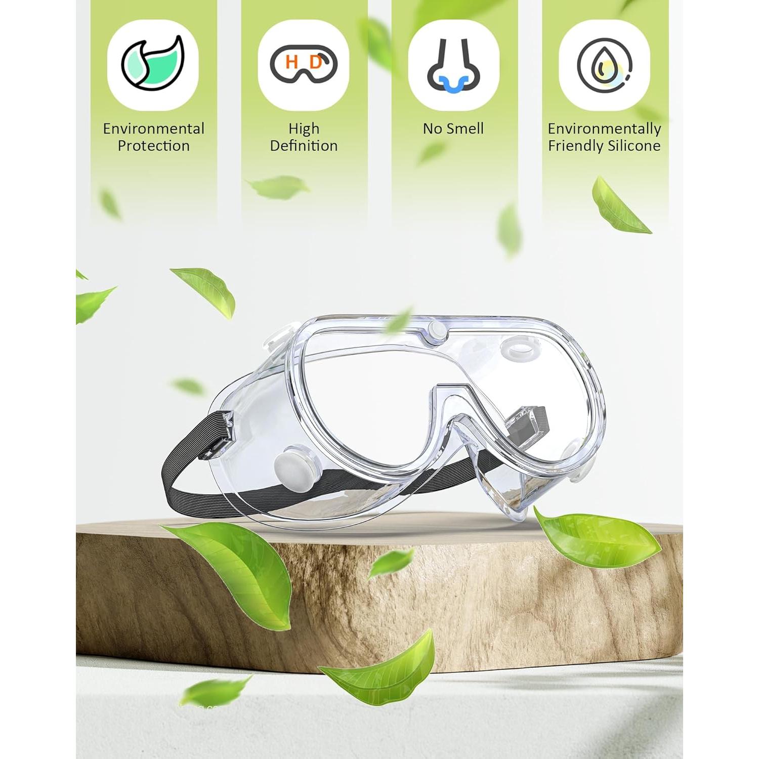 Gafas de seguridad de laboratorio PVC antiempañante ajustables