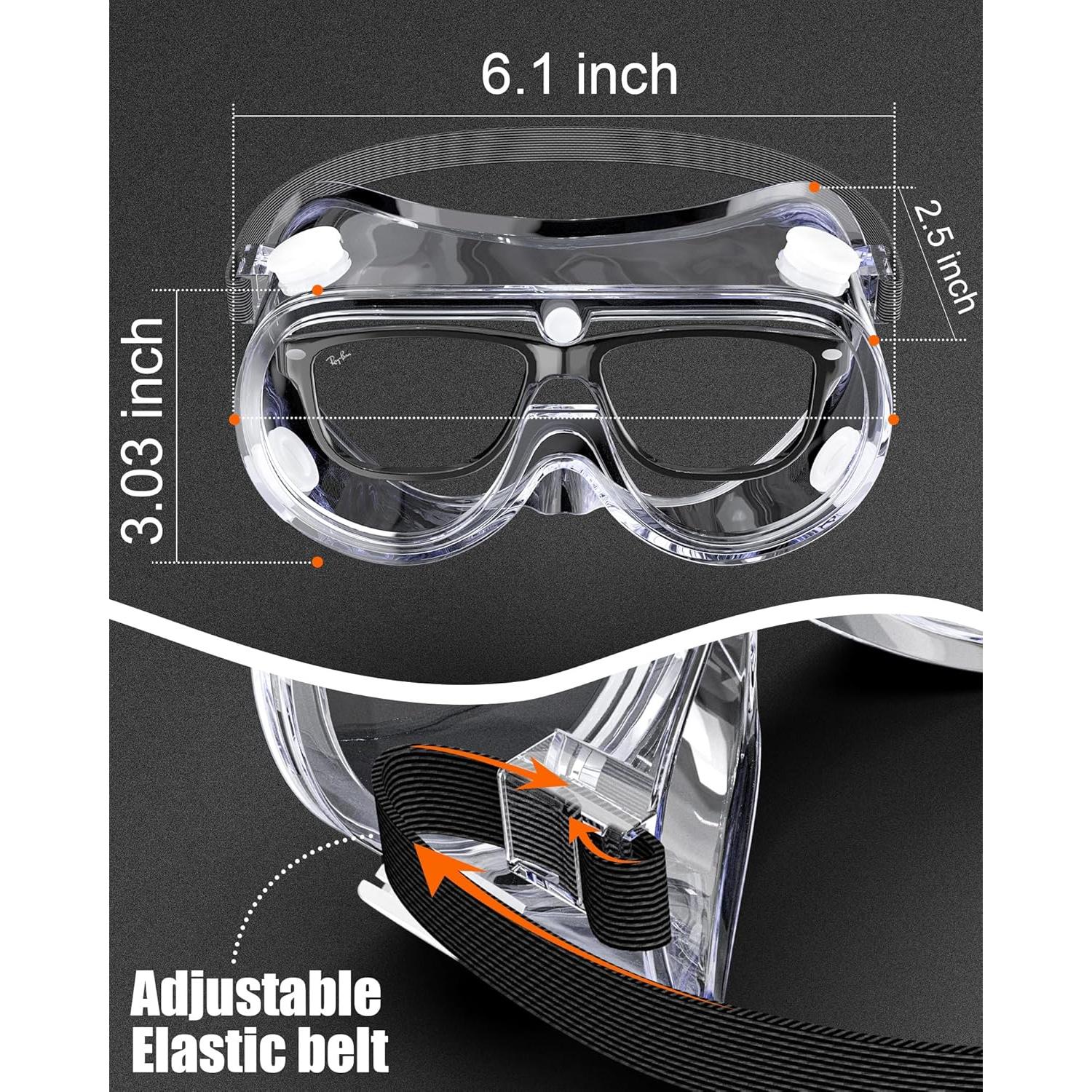 Gafas de seguridad de laboratorio PVC antiempañante ajustables