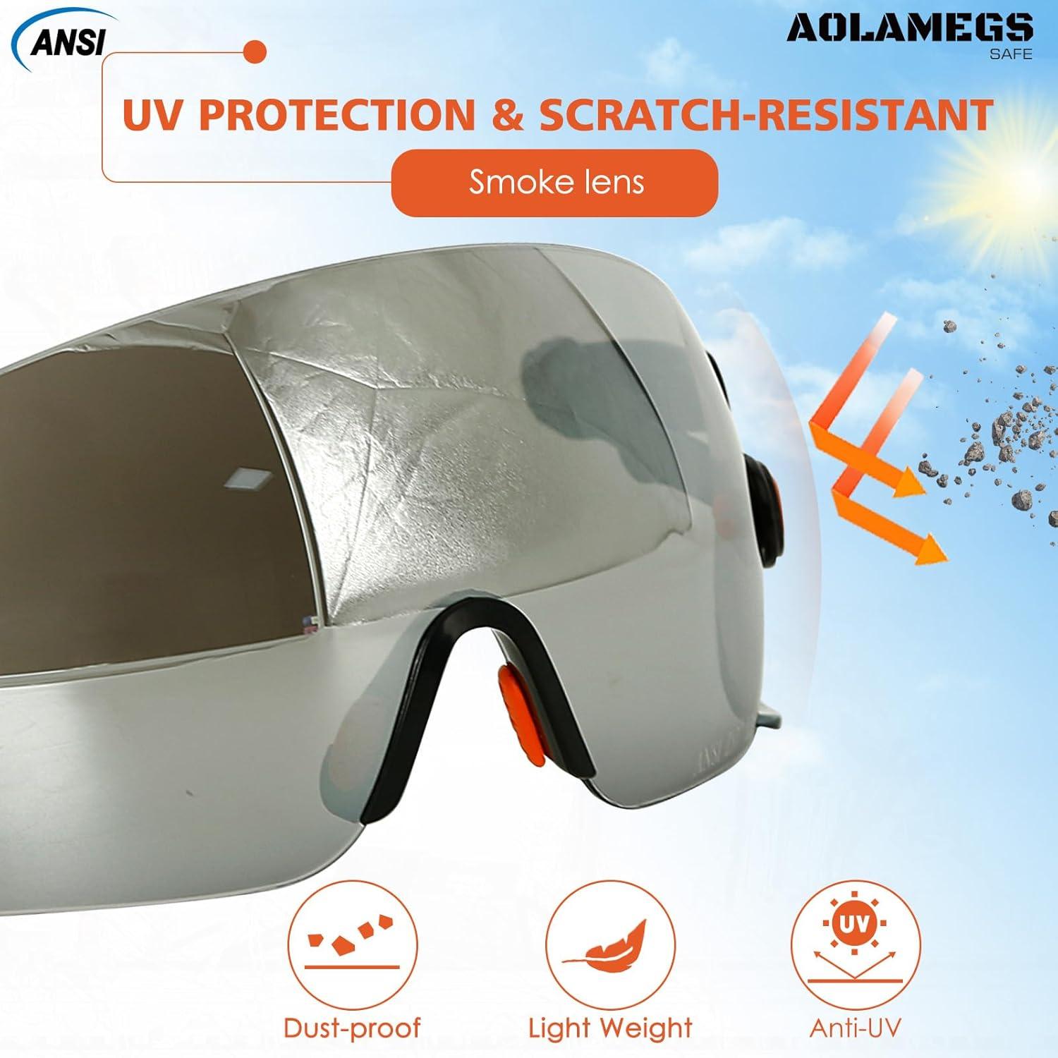 Gafas de Seguridad Aolamegs Safe ANSI Z87 con Lente Claro y Tinte