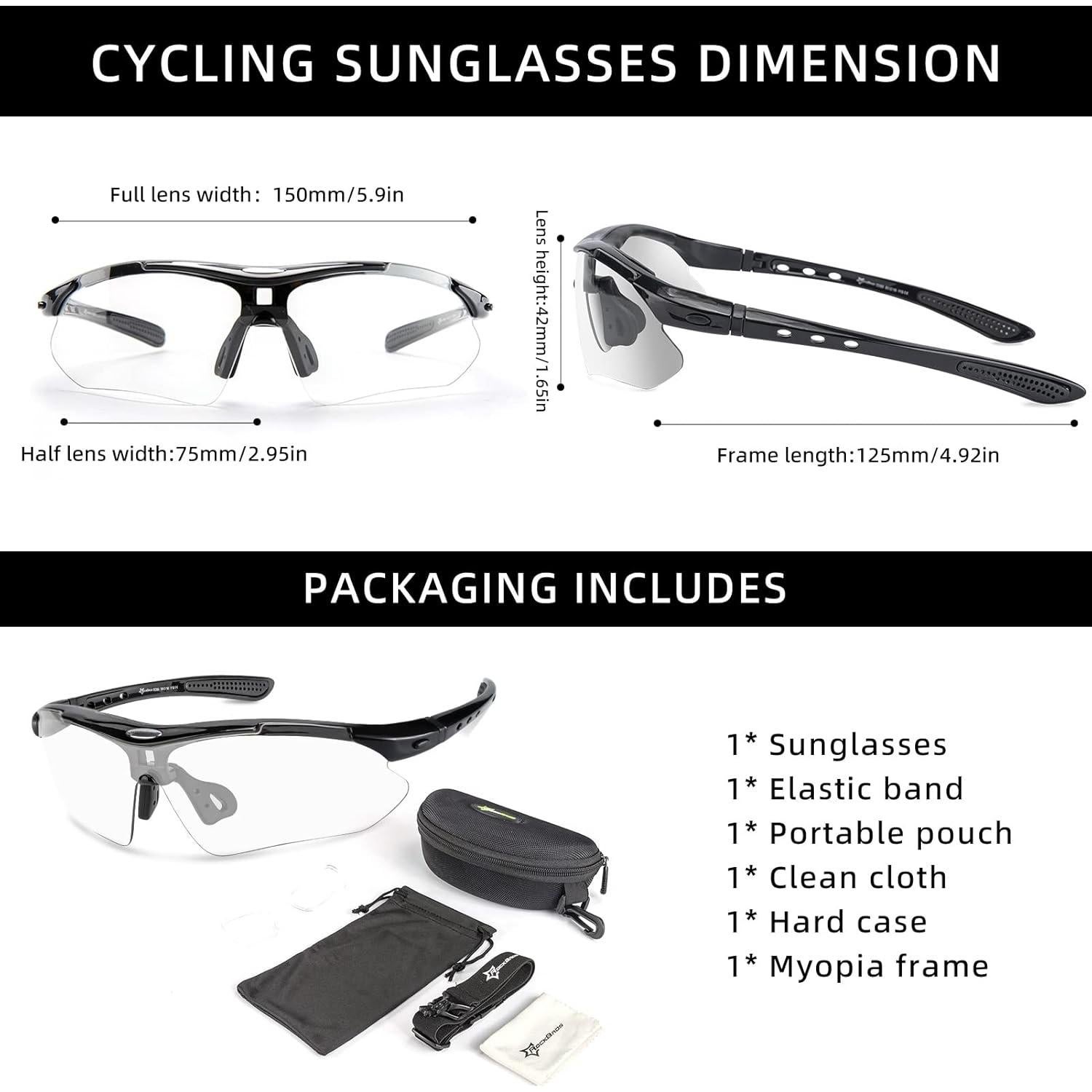 Gafas de Ciclismo ROCKBROS Fotoquímicas UV para Hombres y Mujeres