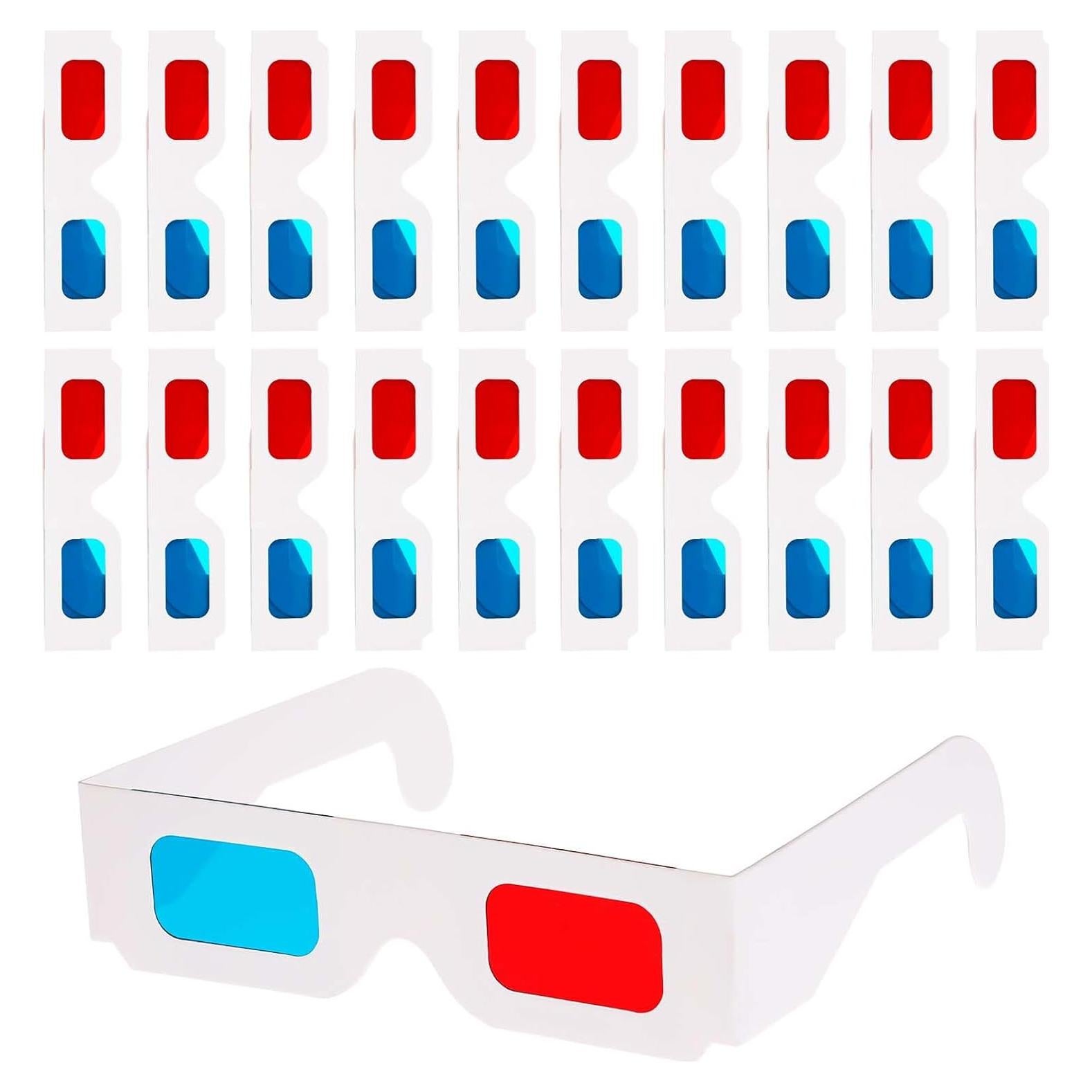 20 Pares de Gafas 3D de Papel Salbsever - Lentes Rojas y Cian