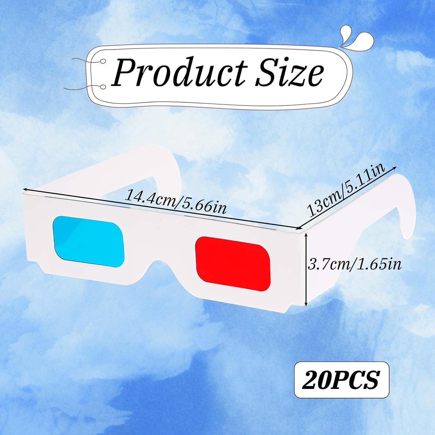 20 Pares de Gafas 3D de Papel Salbsever - Lentes Rojas y Cian