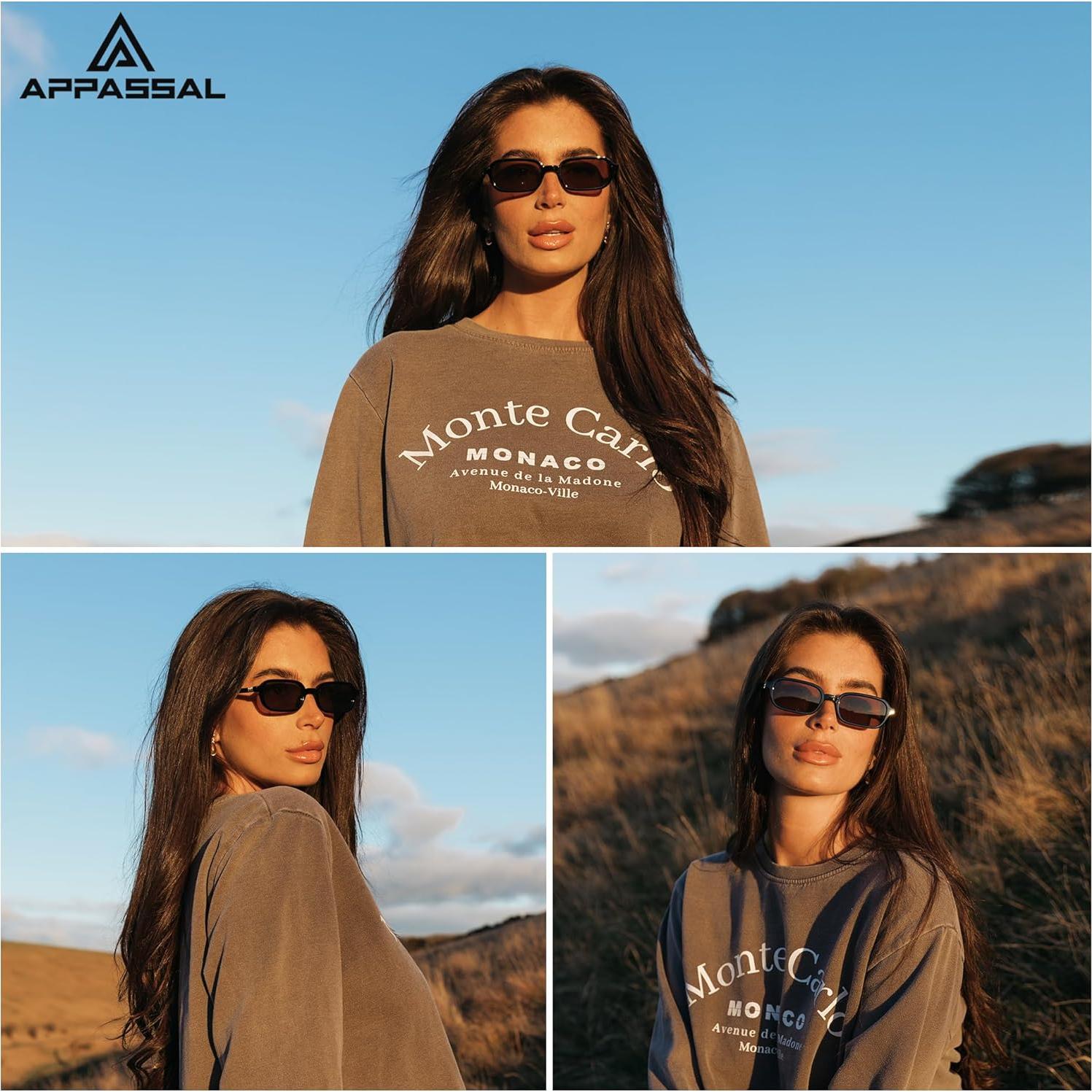 Gafas de sol rectangulares retro Appassal UV400 para mujeres