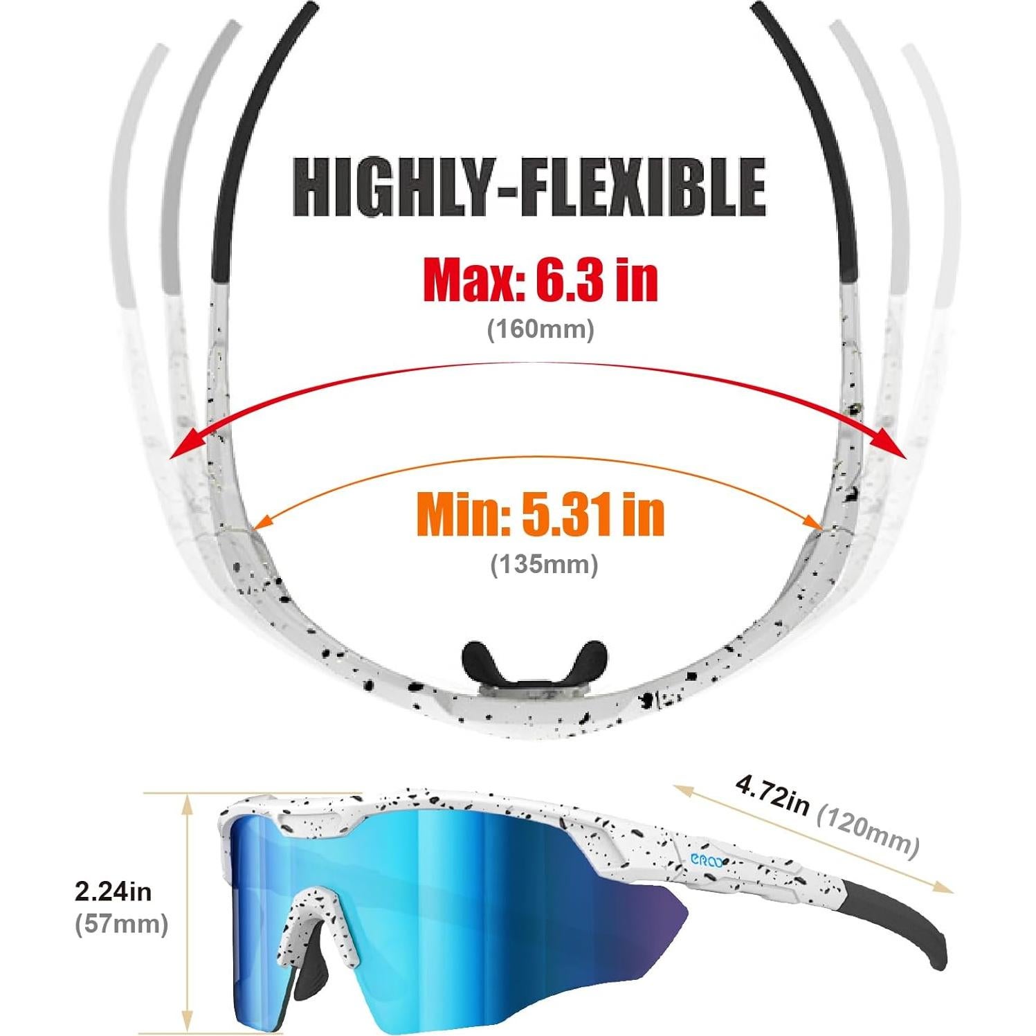 Gafas de sol deportivas ER00 para hombres, tamaño grande, UV400