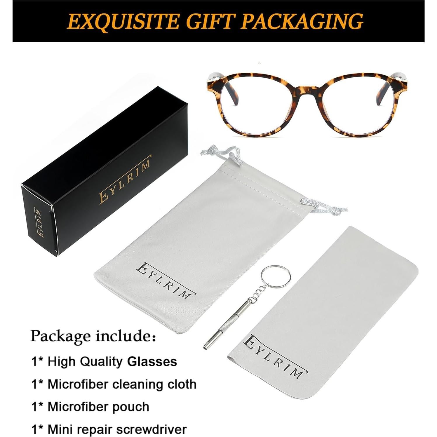 Gafas Redondas EYLRIM con Protección Luz Azul 52mm Tortuga