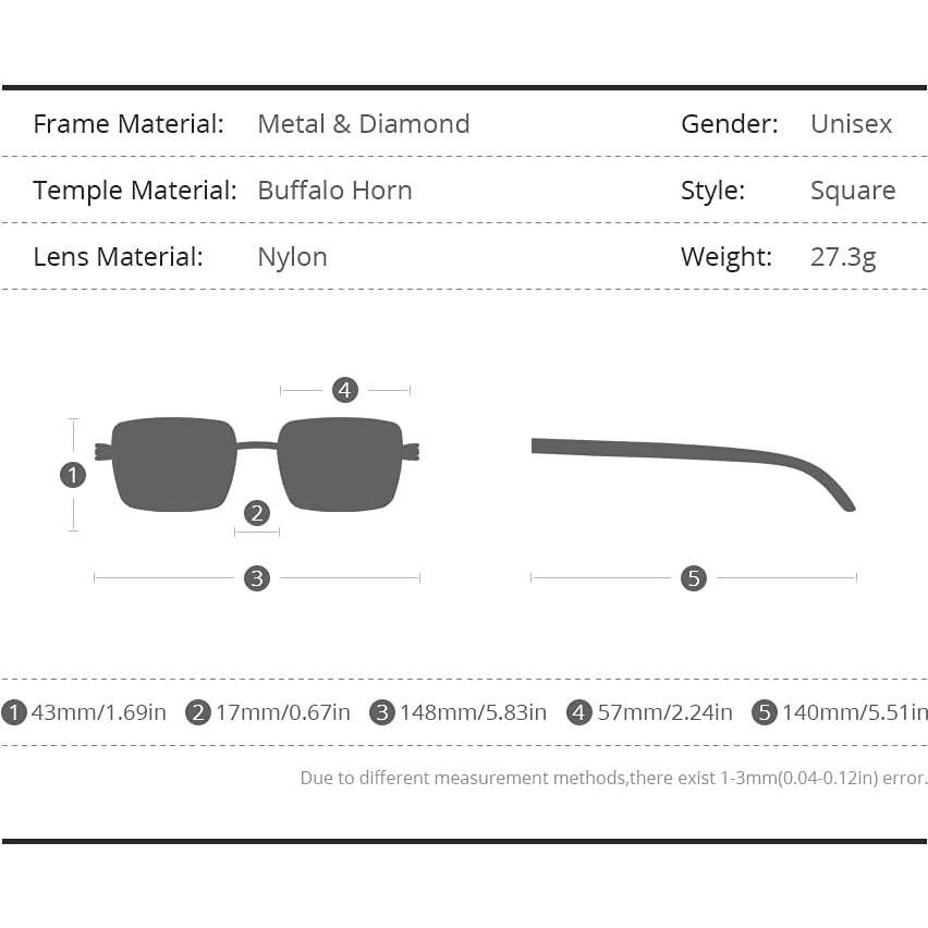 Gafas de Sol Hepidem Cuerno de Búfalo UV400 Sin Montura