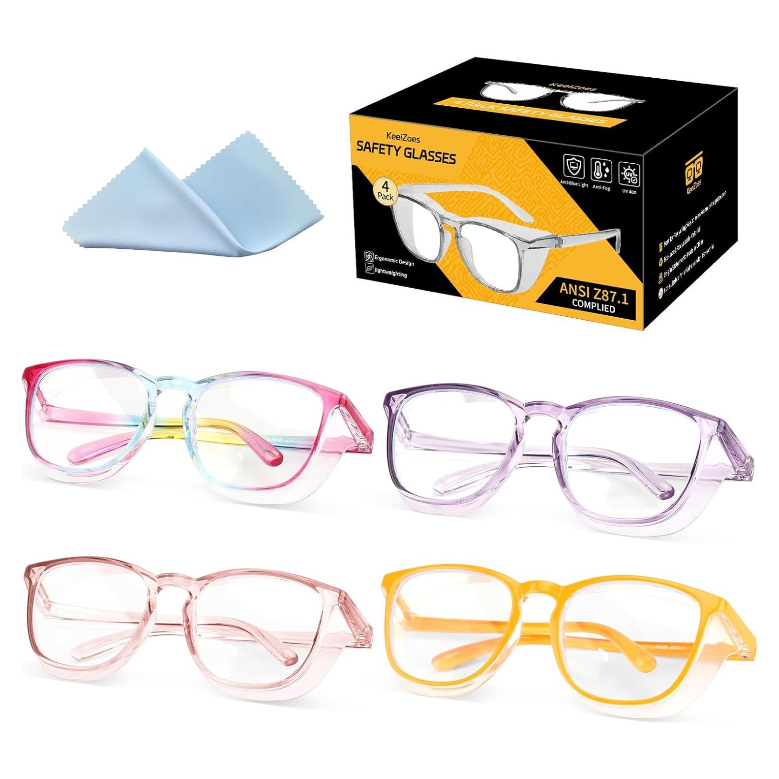 Gafas de Seguridad Antivaho KeeiZoes - Paquete de 4, UV400