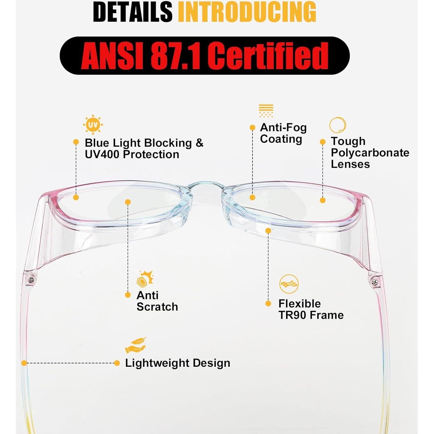 Gafas de Seguridad Antivaho KeeiZoes - Paquete de 4, UV400