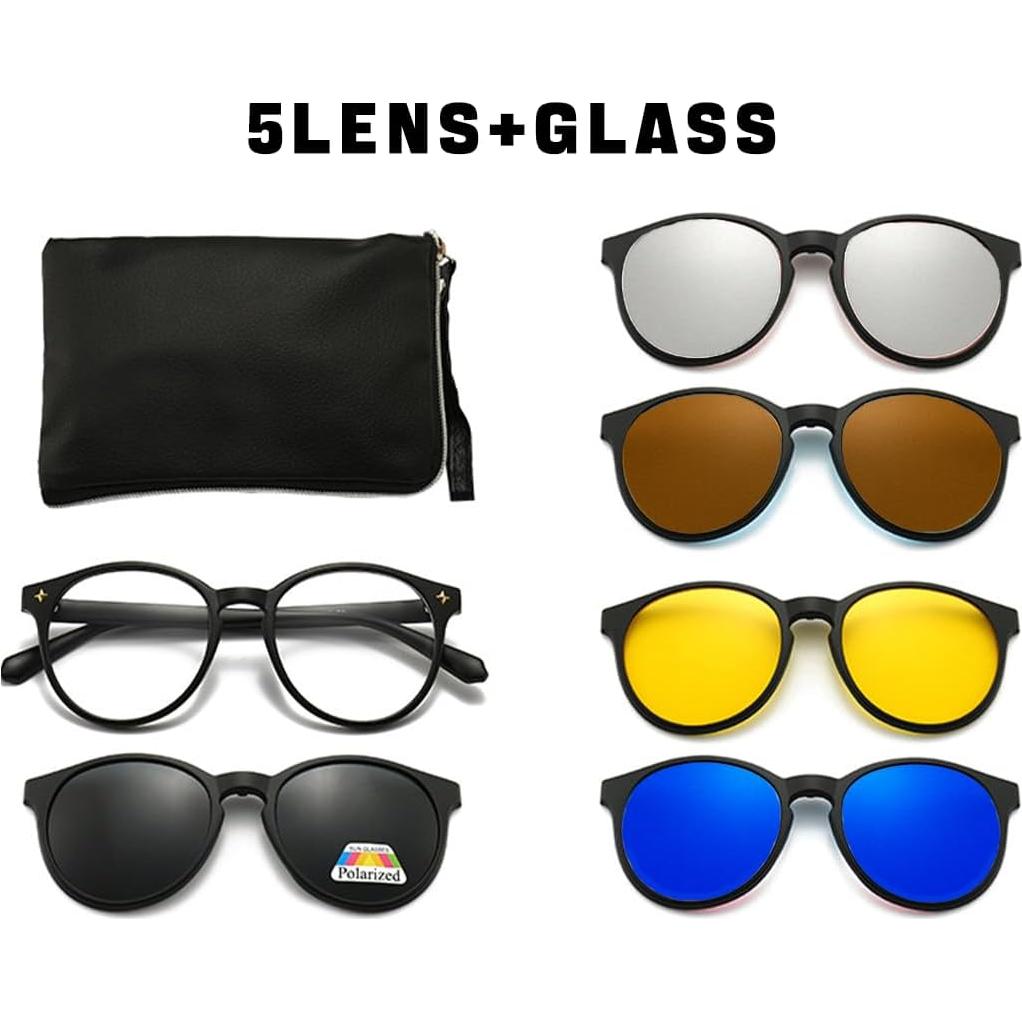 Gafas de Sol Magnéticas Clip On Polarizadas 5 Lentes Unisex