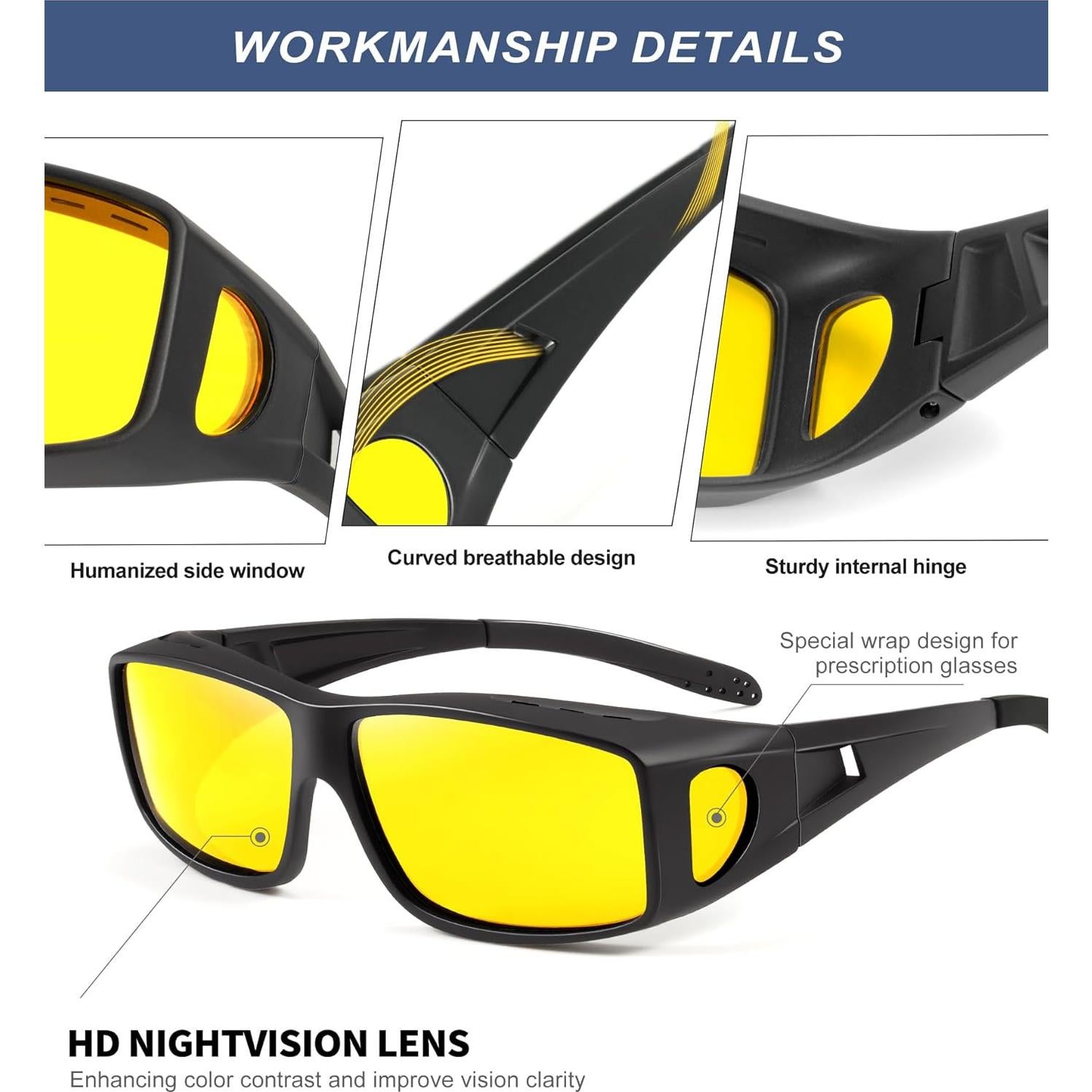 Gafas de Visión Nocturna KALIYADI HD para Usar Sobre Gafas