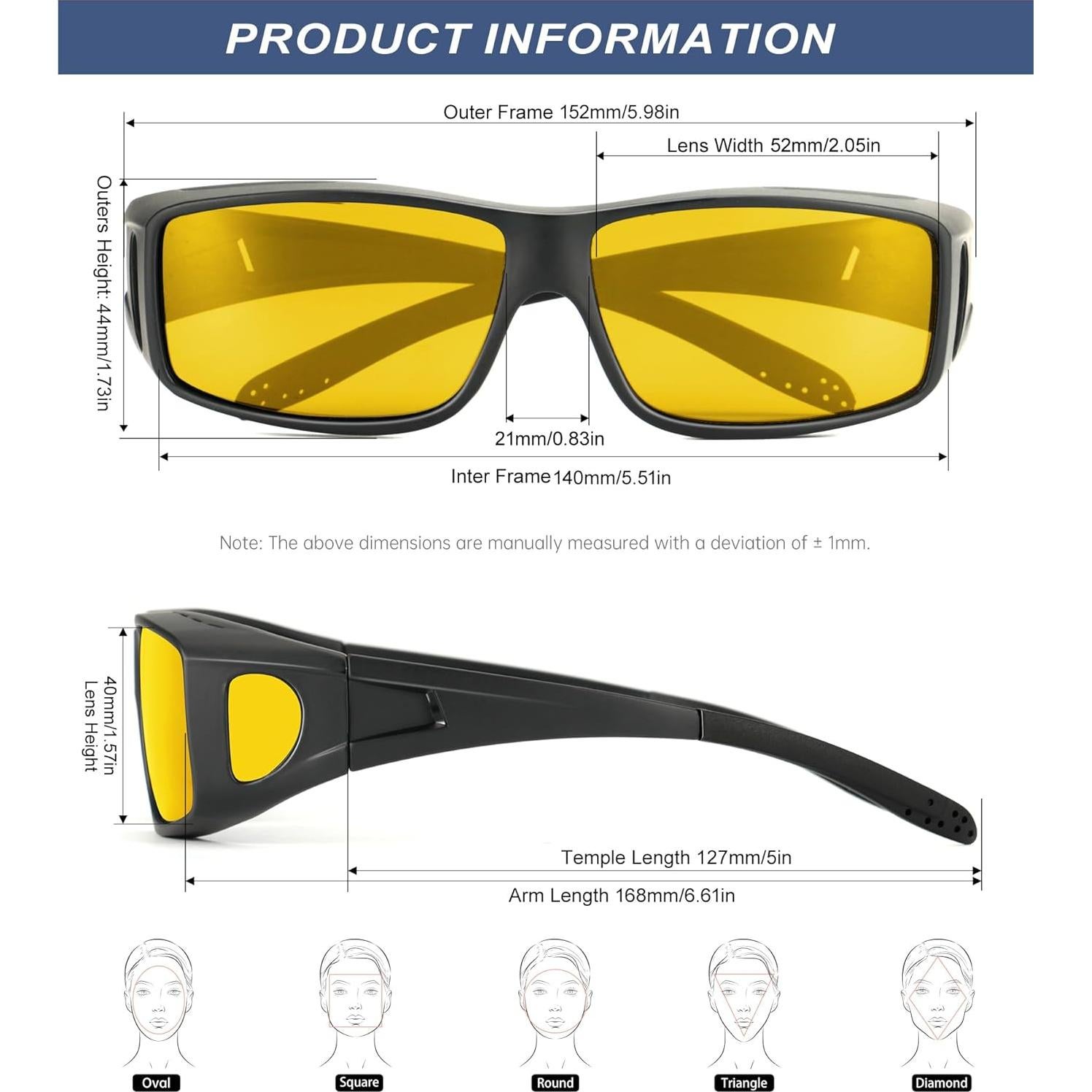 Gafas de Visión Nocturna KALIYADI HD para Usar Sobre Gafas