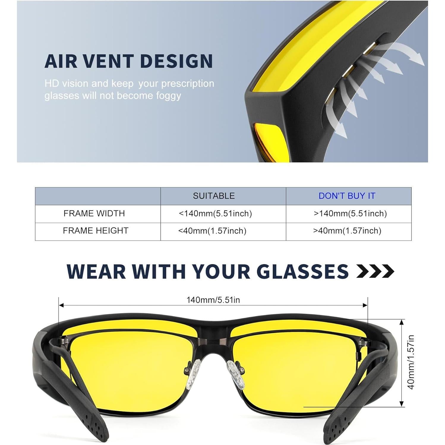 Gafas de Visión Nocturna KALIYADI HD para Usar Sobre Gafas
